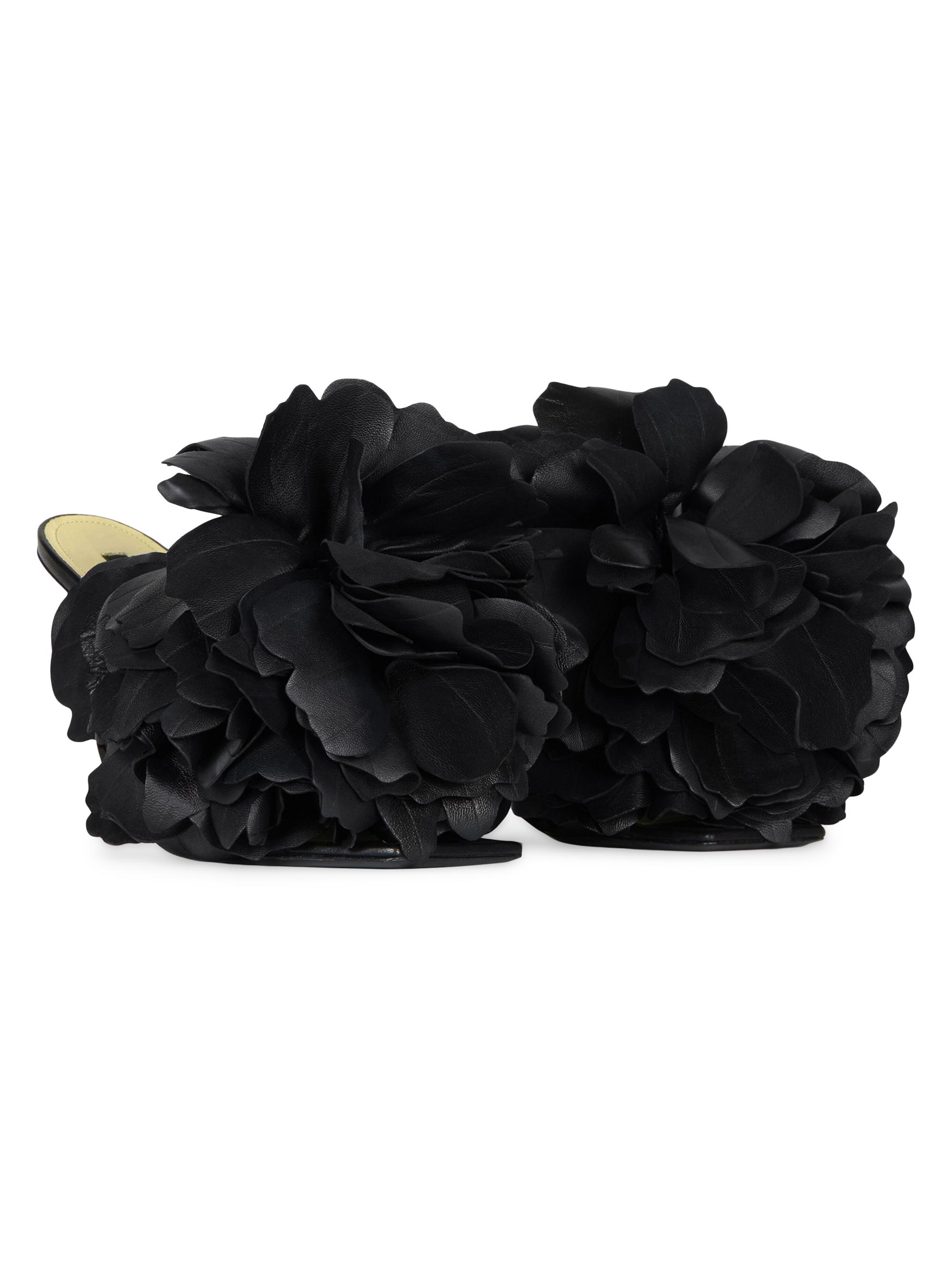 Givenchy Boudoir Heeled Mules in Leather with Petals | Saks Fifth
