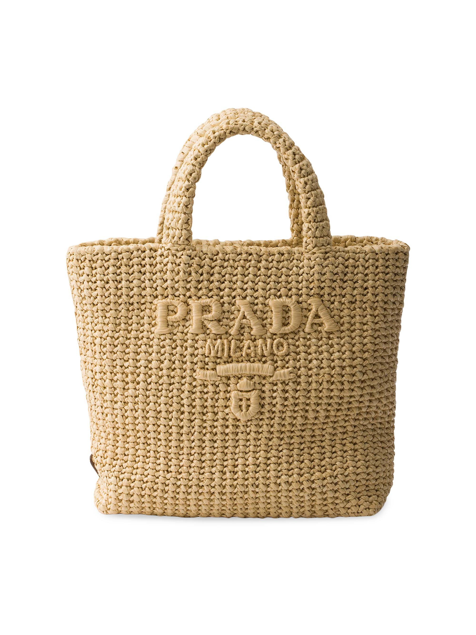 Prada Women's  Crochet Top Handle Bag - Beige Khaki