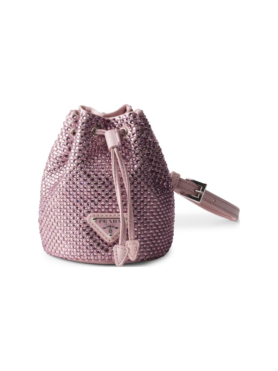 Prada Mini Icon Satin and Crystals Keychain Charm | Saks Fifth Avenue