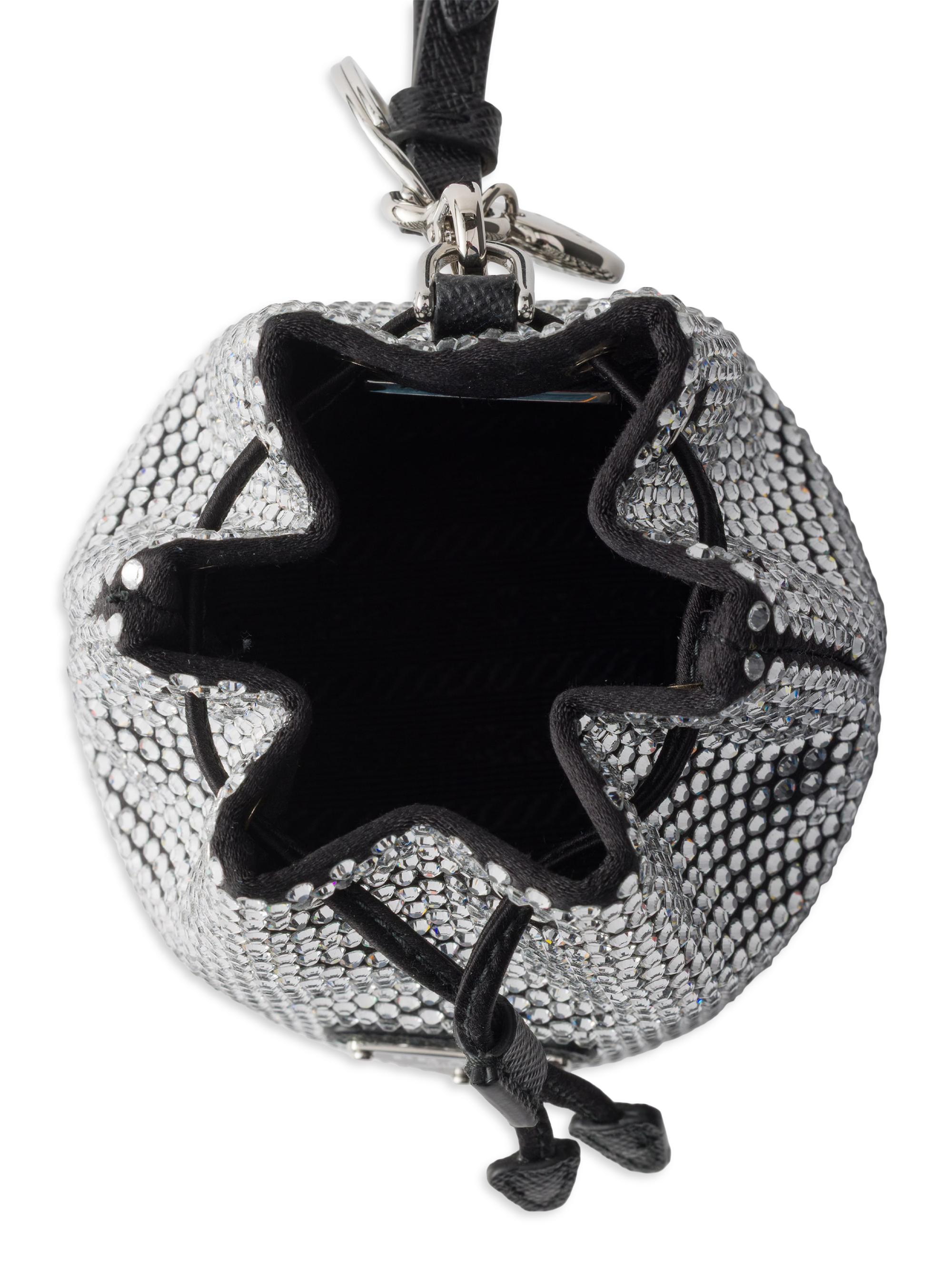 Prada Mini Icon Satin and Crystals Keychain Charm | Saks Fifth Avenue