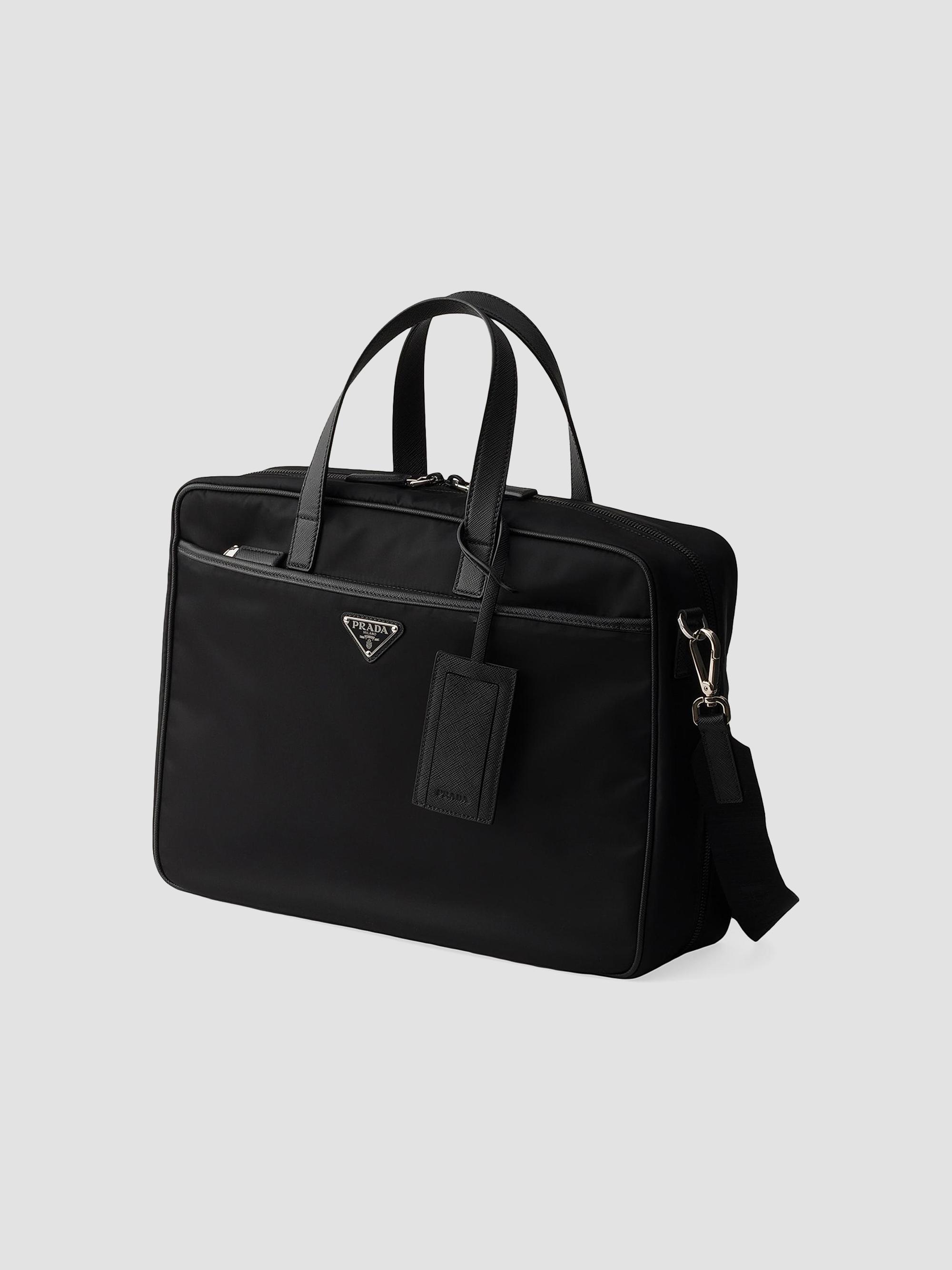 Prada Men's Re-Nylon and Saffiano Leather Work Bag - Black | Thumbnail 4