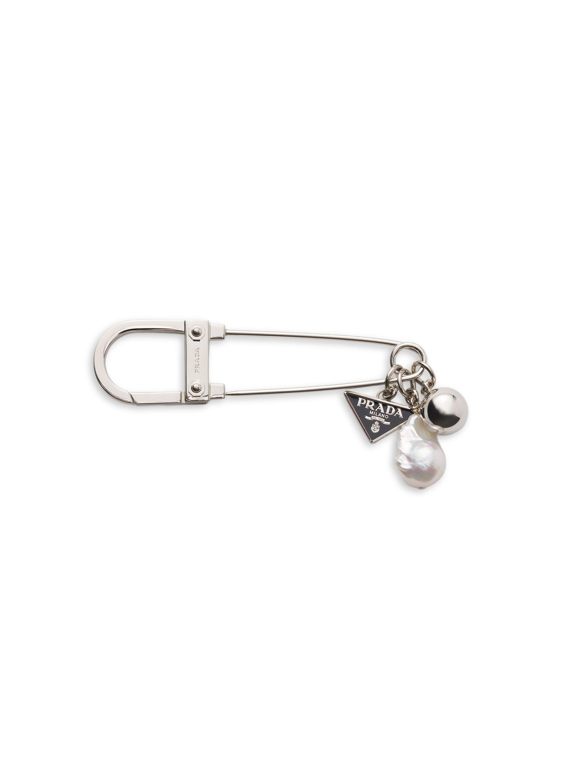 Prada Women's Metal and Pearl Brooch - Multicolored