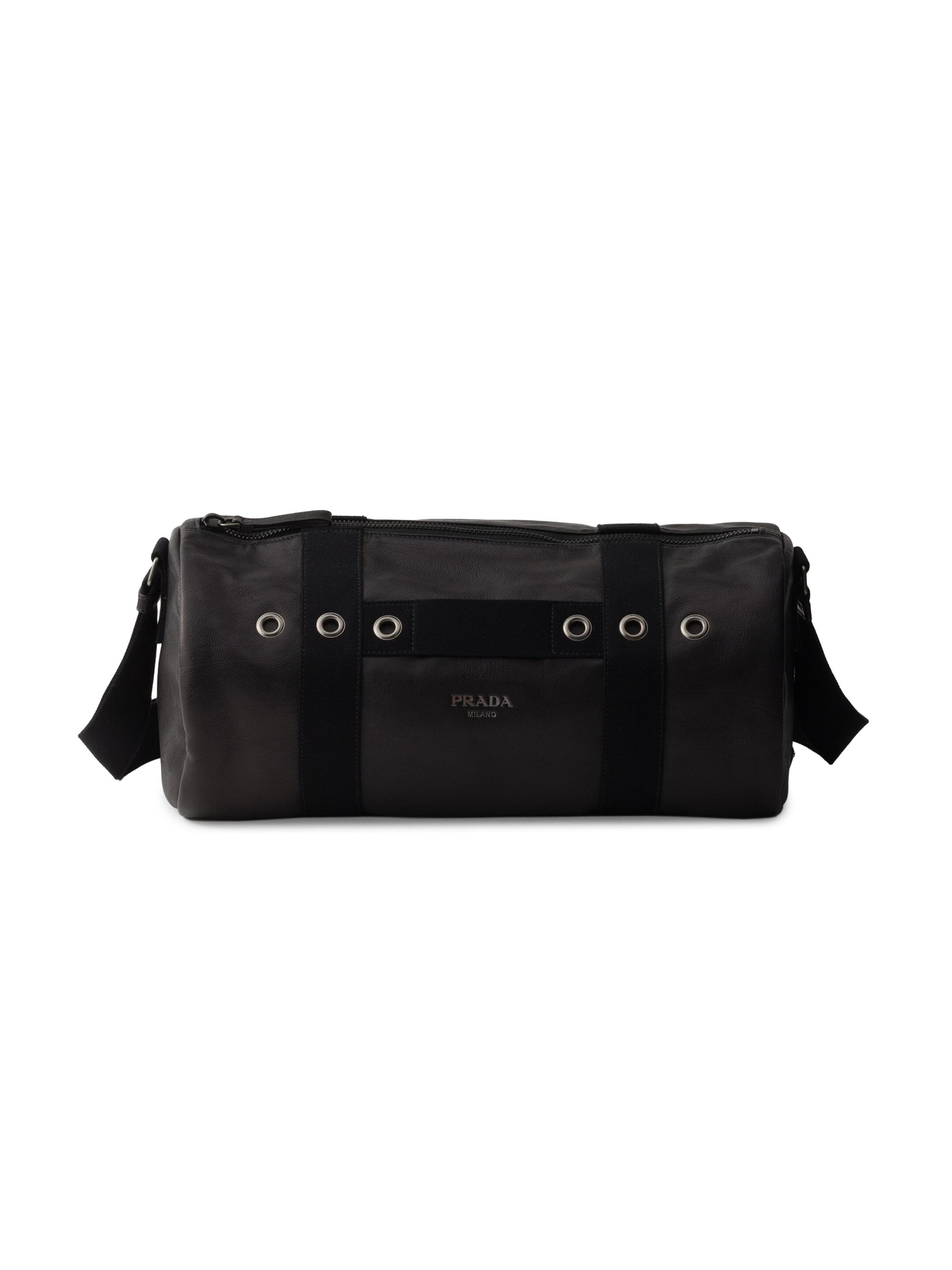 Prada Men's Leather Shoulder Bag - Black