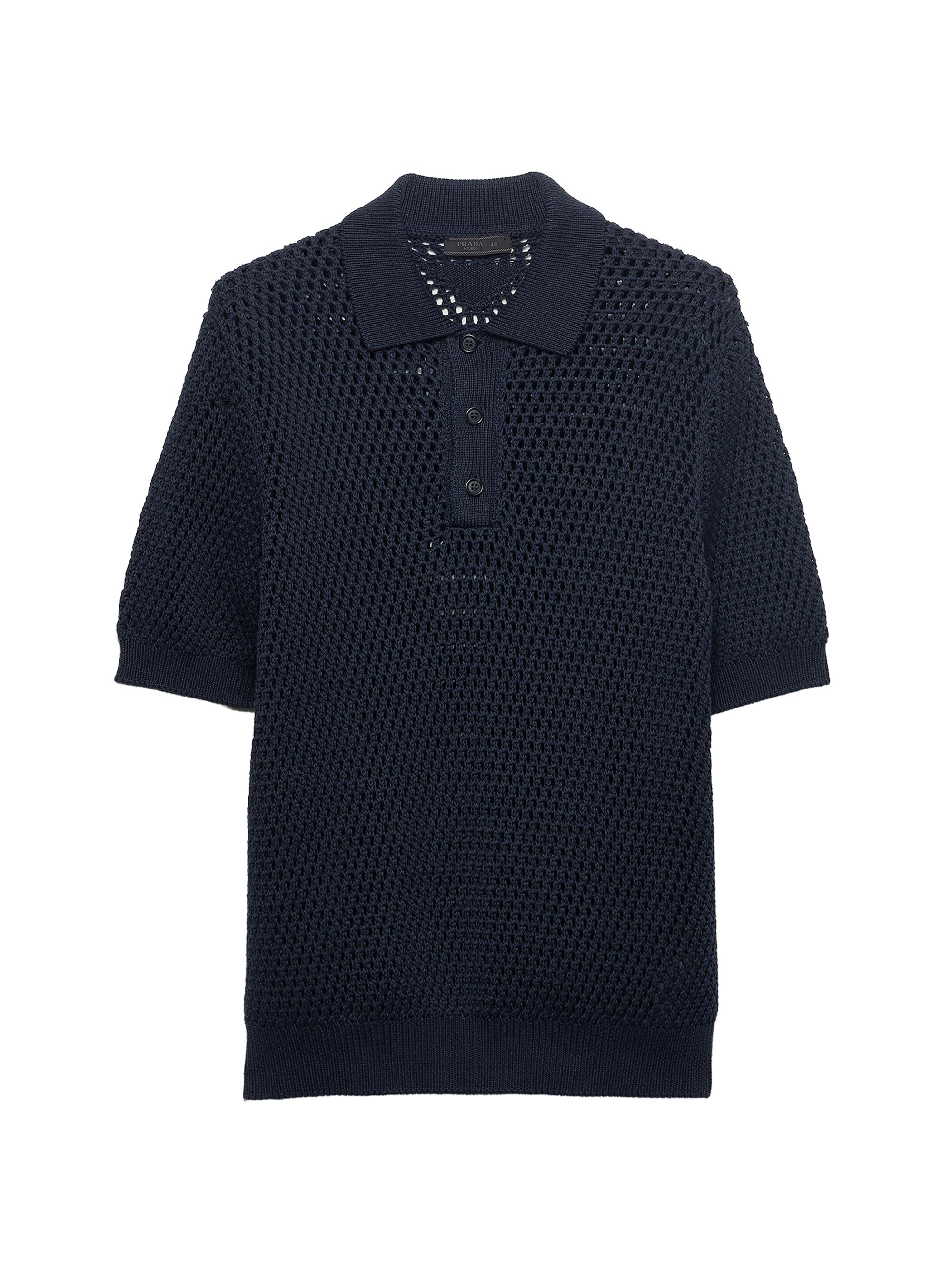 Prada Men's Linen and Cotton Polo Shirt - Blue