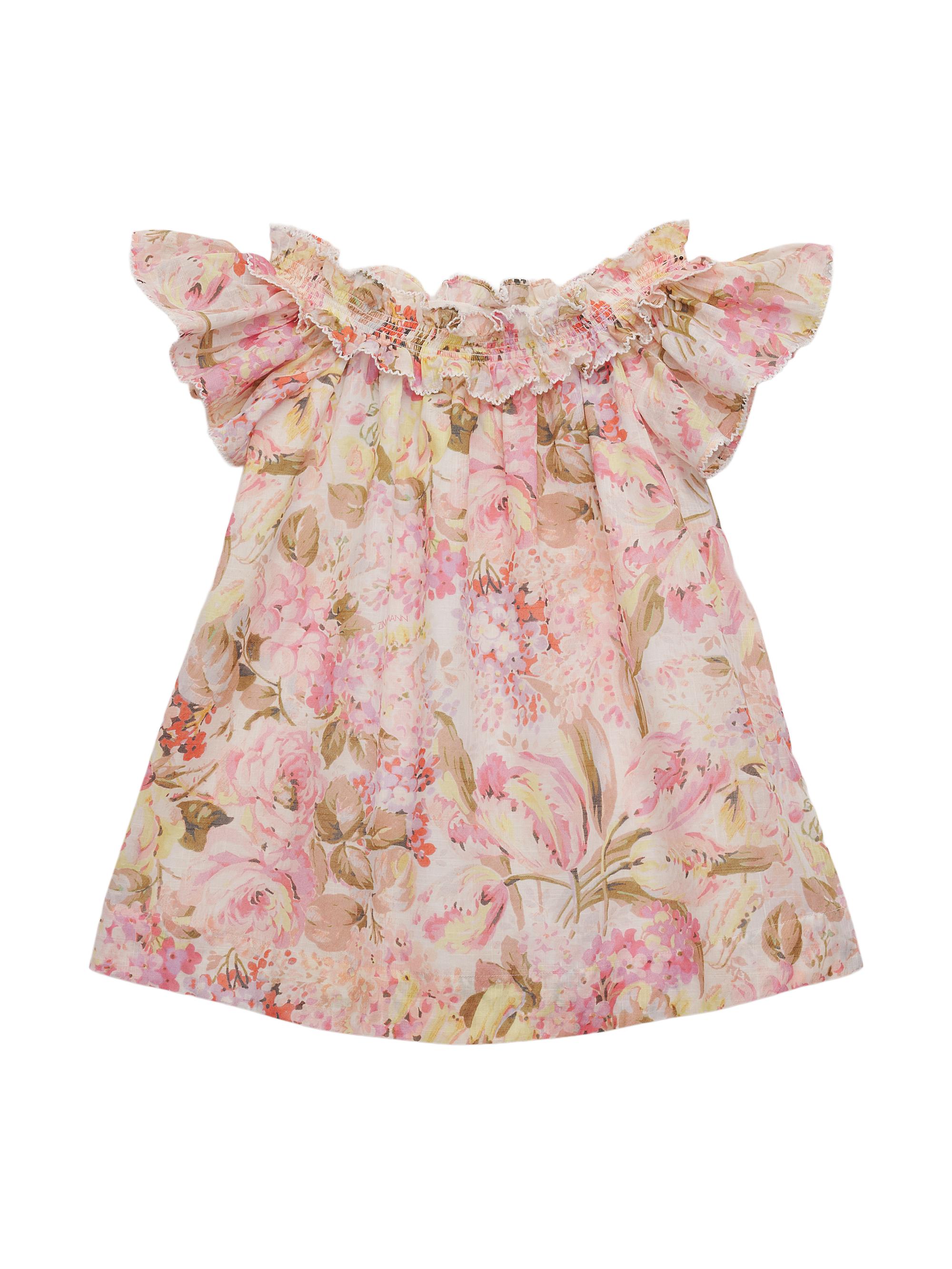 Zimmermann Little Girl's & Girl's Solstice Shirred Dress - Pink Watercolour