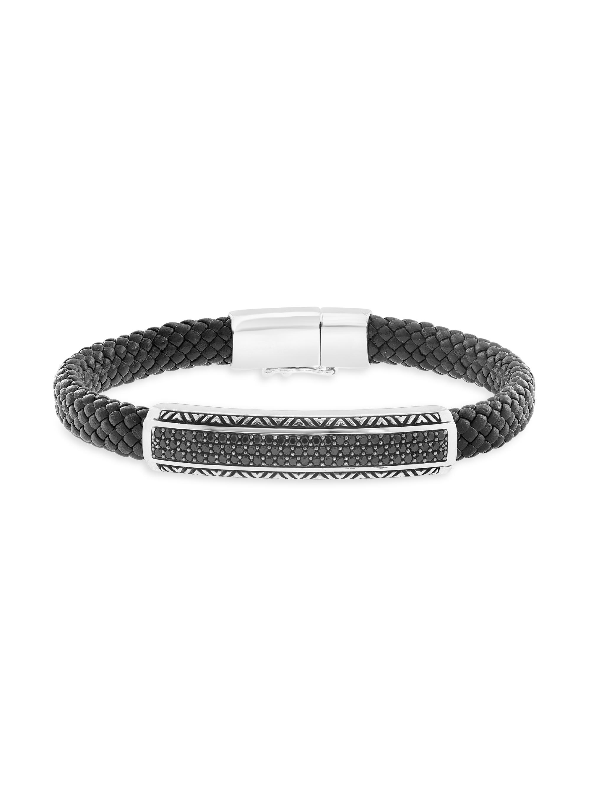 Saks Fifth Avenue Collection Braided Leather, Sterling Silver