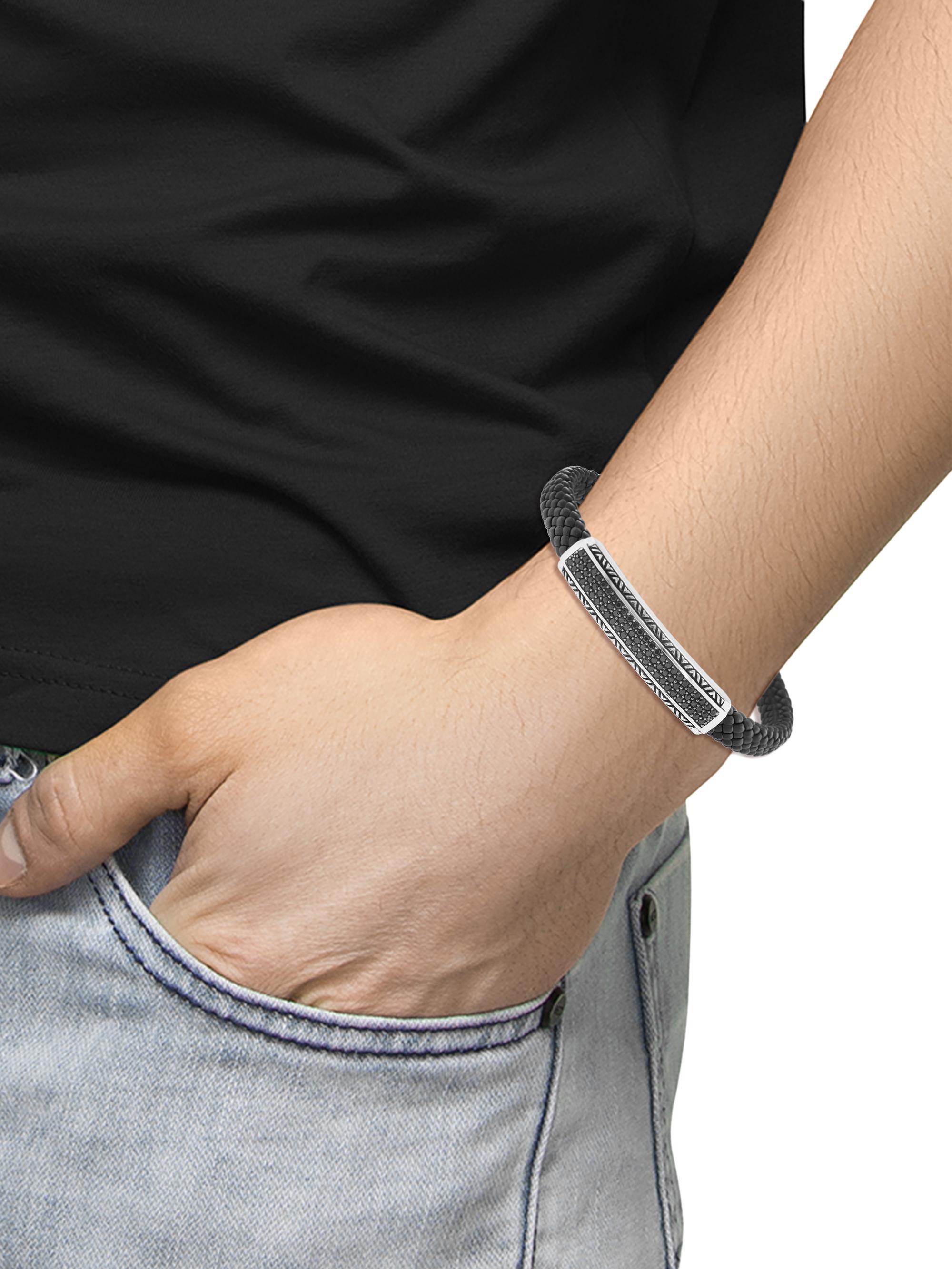 Saks Fifth Avenue Collection Braided Leather, Sterling Silver