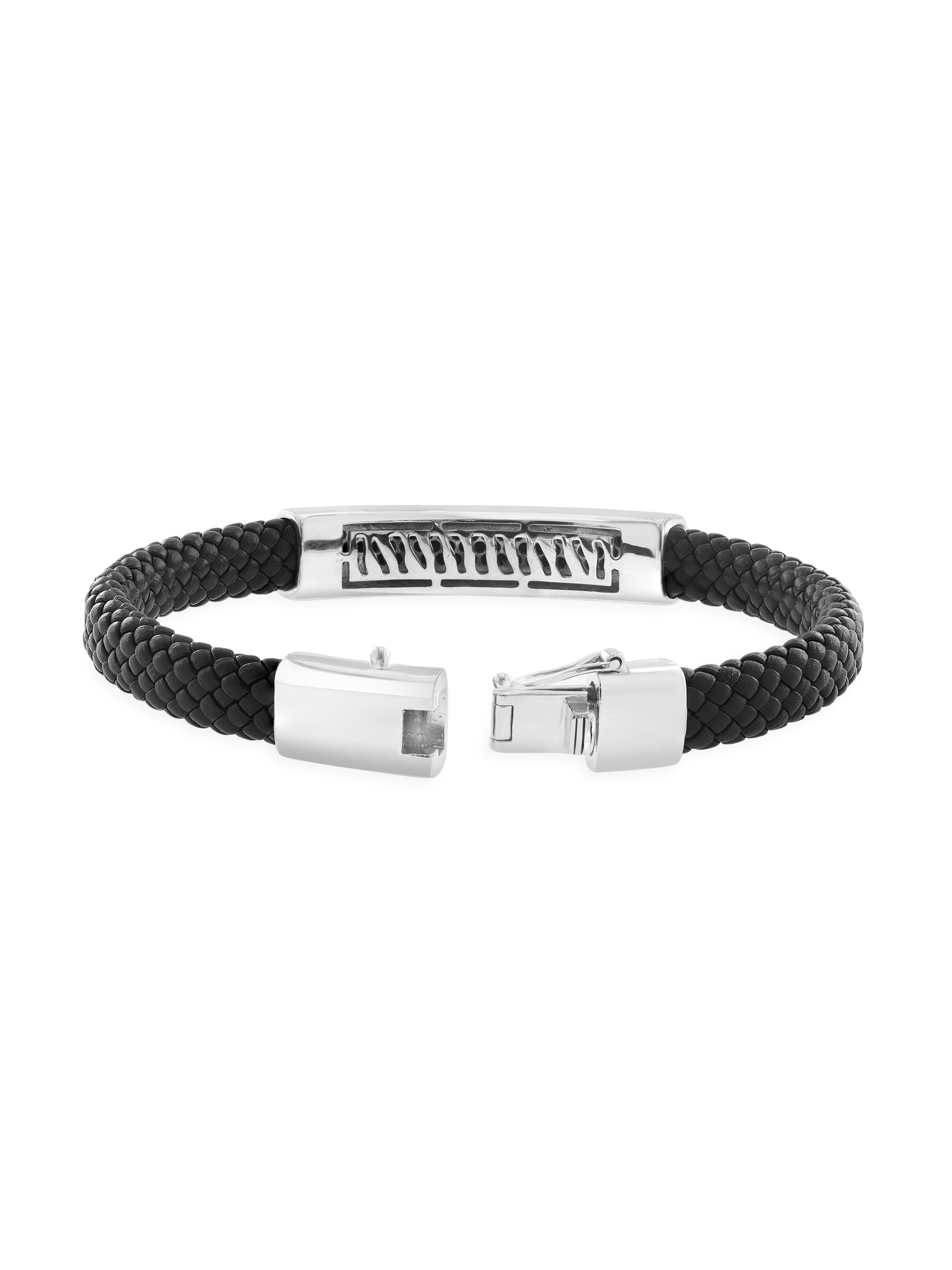 Saks Fifth Avenue Collection Braided Leather, Sterling Silver