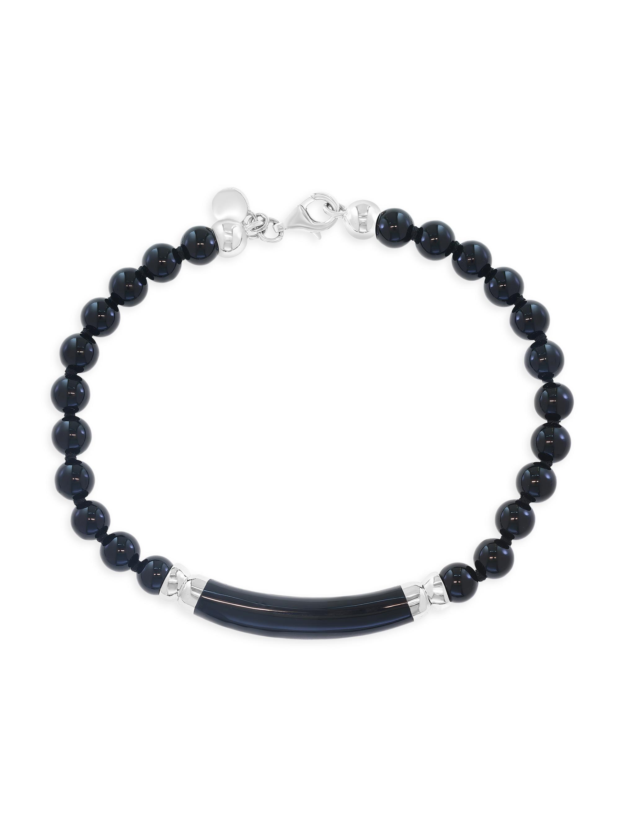 Saks Fifth Avenue Collection Sterling Silver & Black Onyx Beaded ...