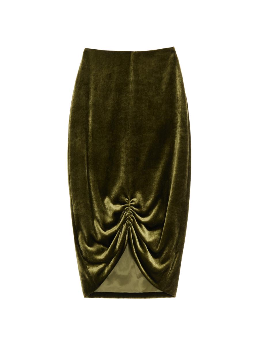 Valentino Women's Velvet Skirt In Military Green