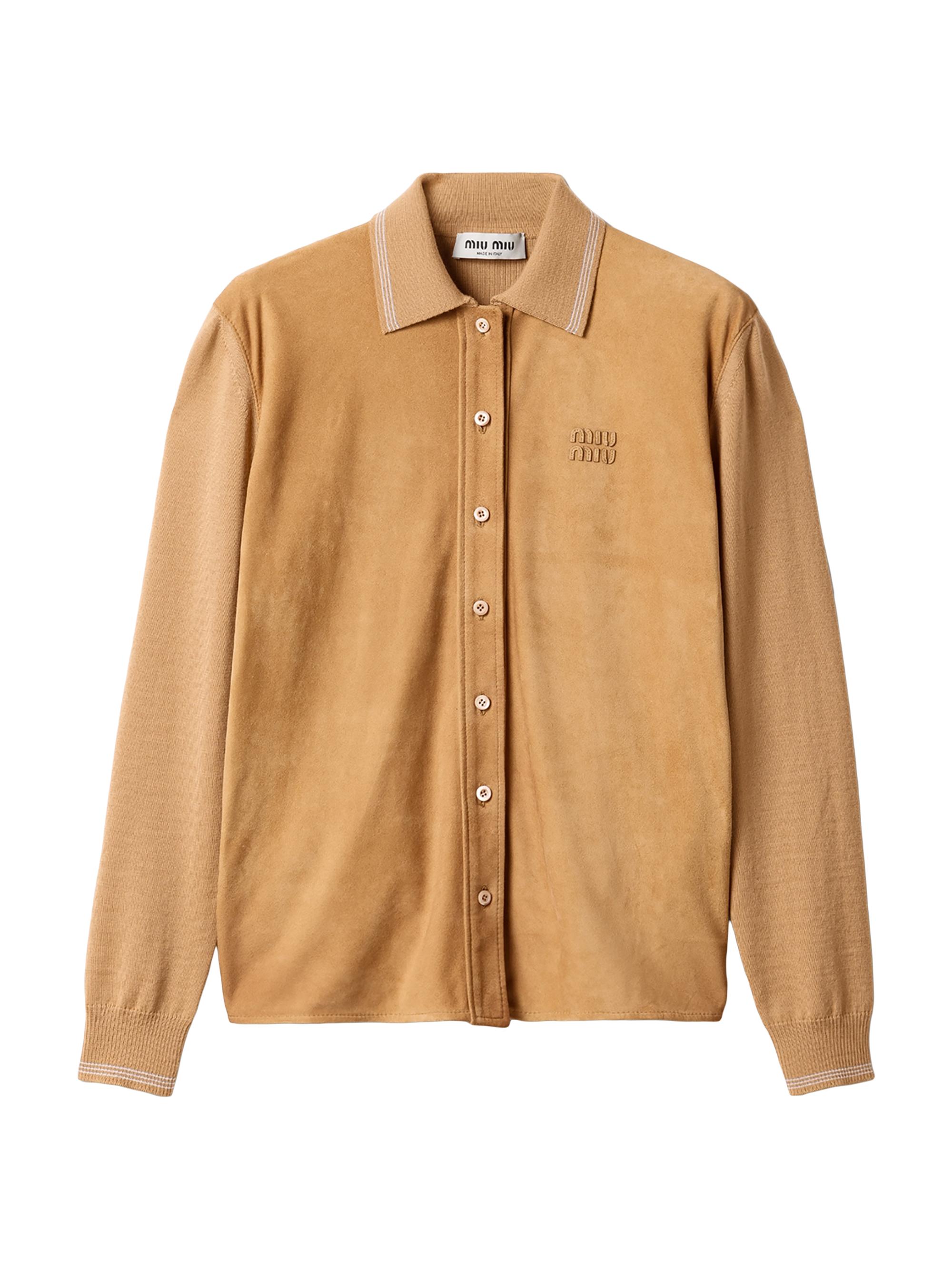 Miu Miu Women's Wool and Suede Shirt - Brown