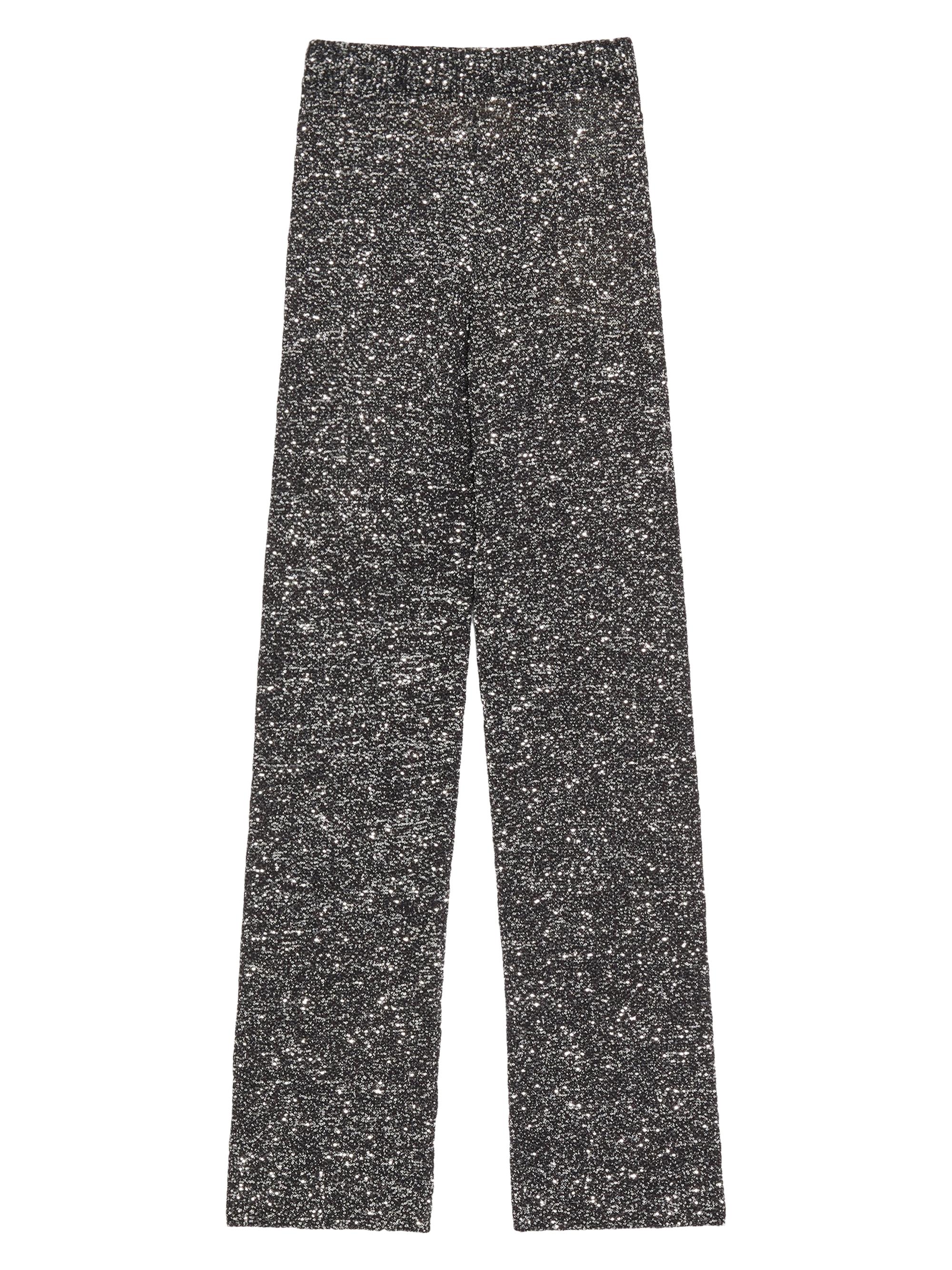Valentino Garavani Women's Sequin Thread Knit Pants - Black Silver