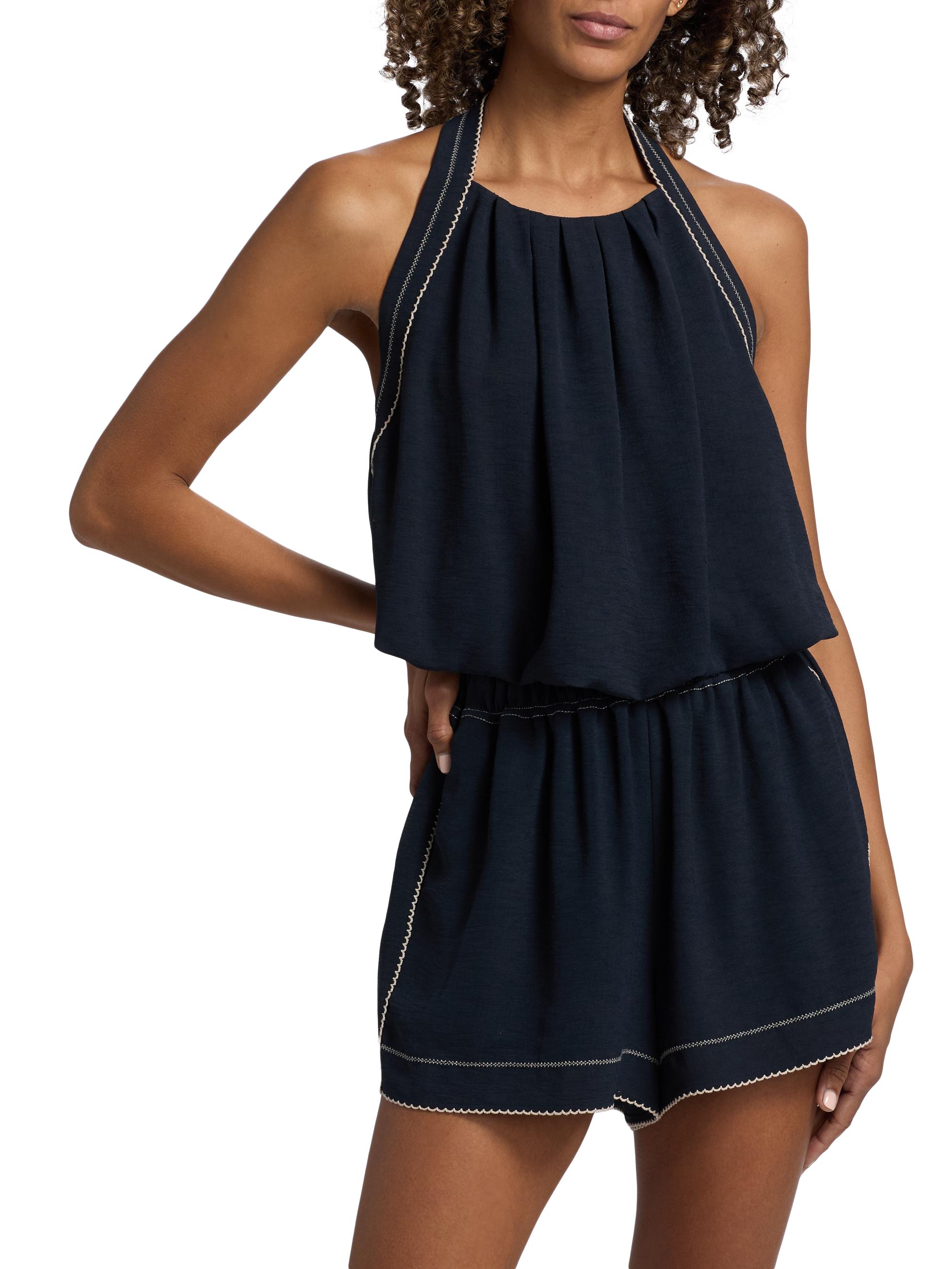 Ramy Brook Women's Briar Halterneck Embroidered Blouse - Navy | Thumbnail 3