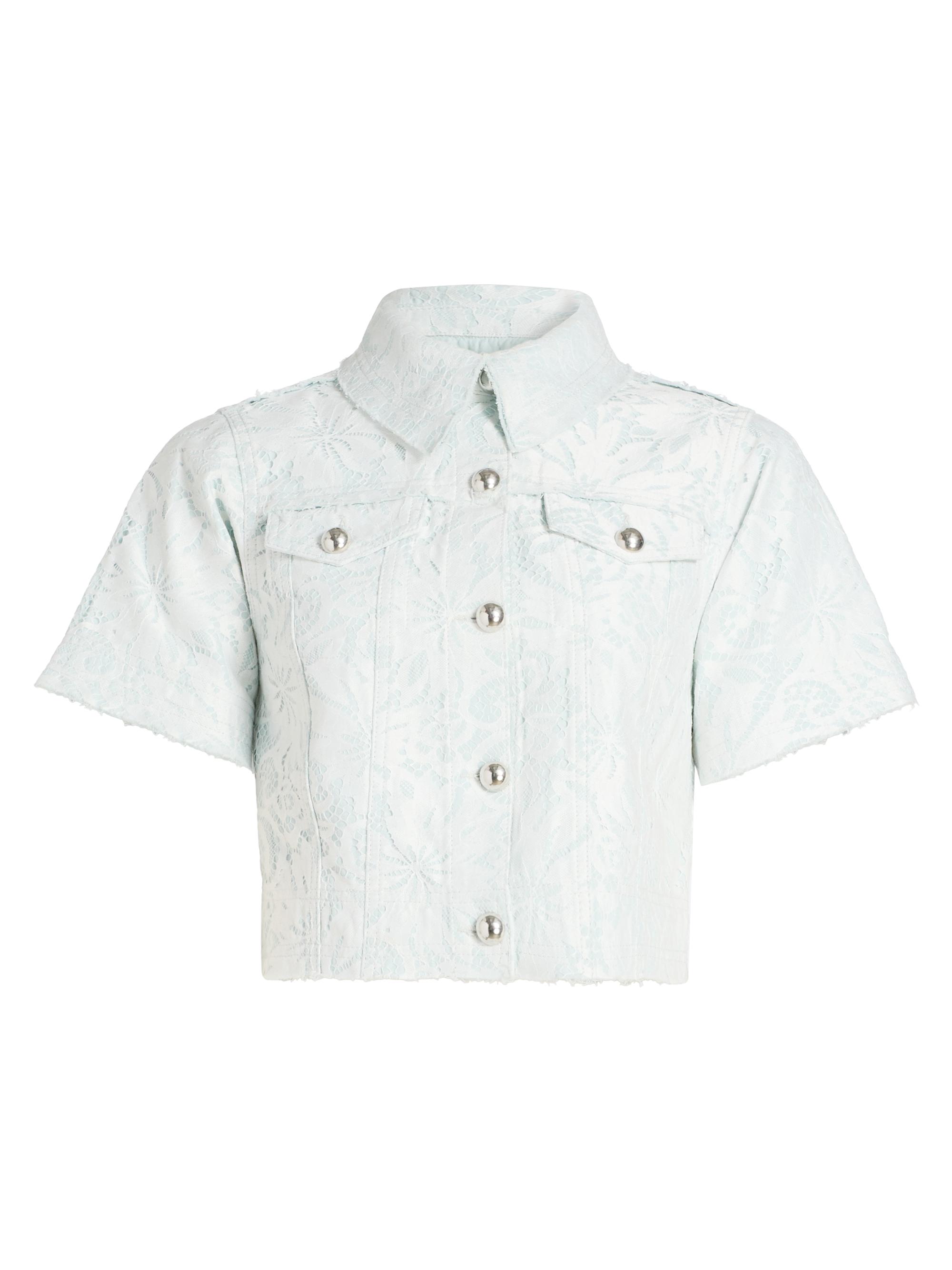 Ramy Brook Women's Winnie Hibiscus Lace Crop Jacket - Blue Breeze Lace