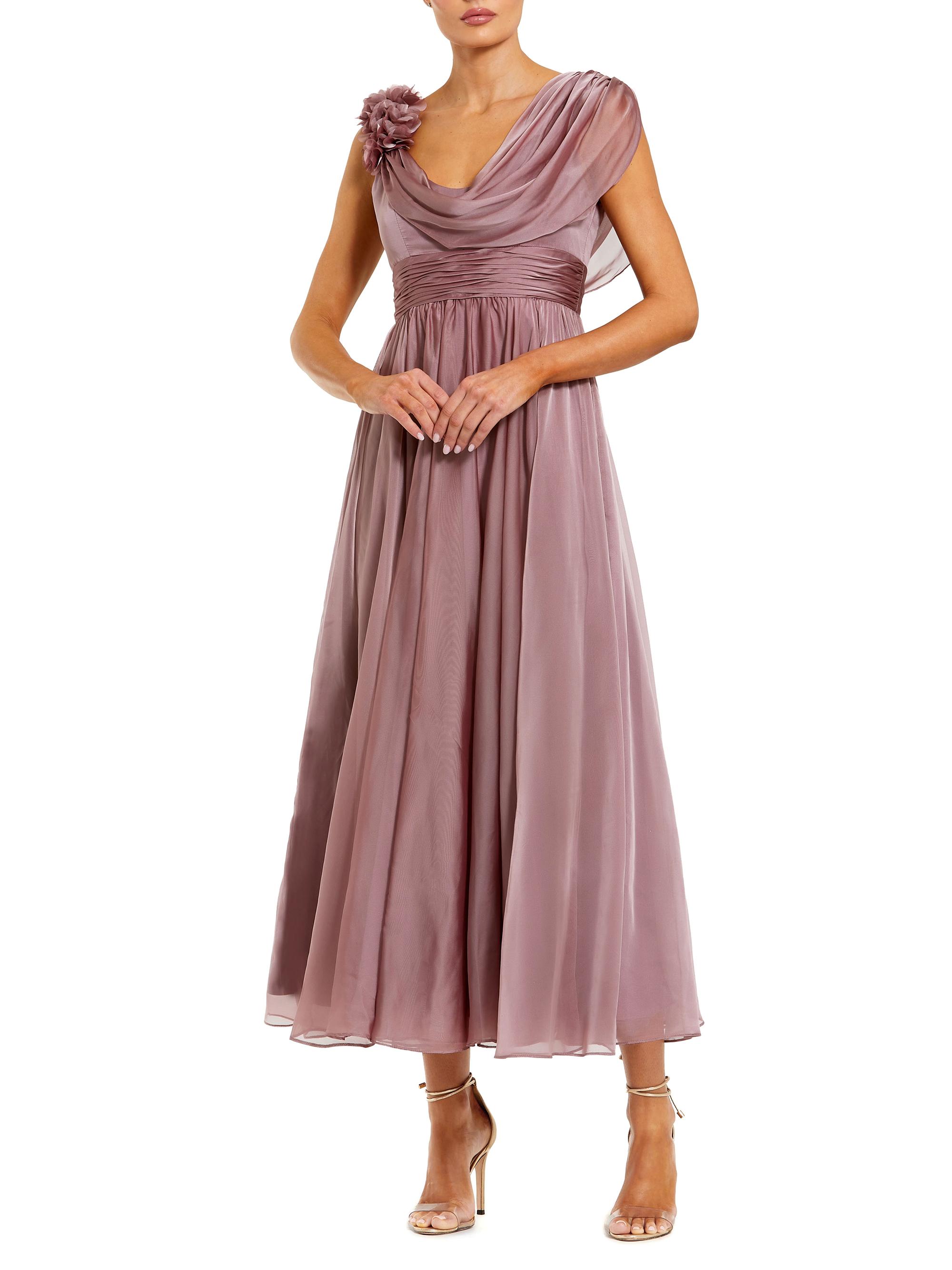 Mac Duggal Women's 3D Floral Cowlneck Midi-Dress - Antique Rose