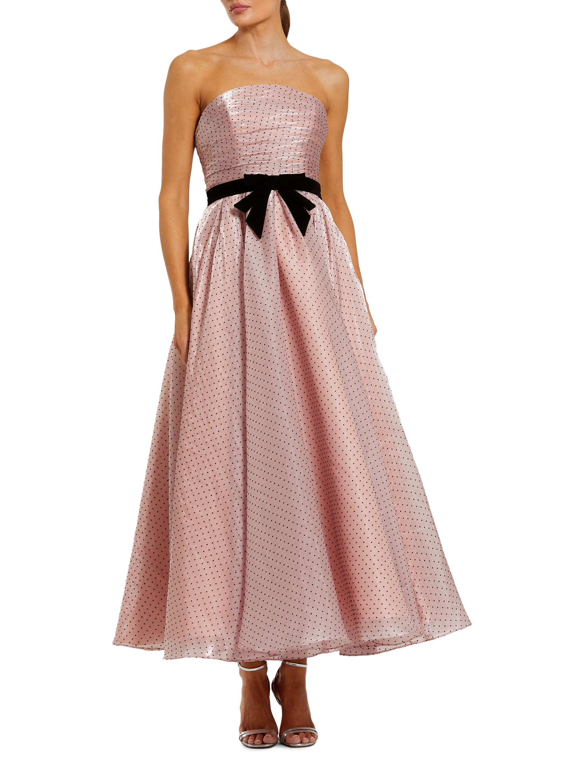 Mac Duggal Women's Polka Dot Strapless Organza Maxi Dress - Rose Pink