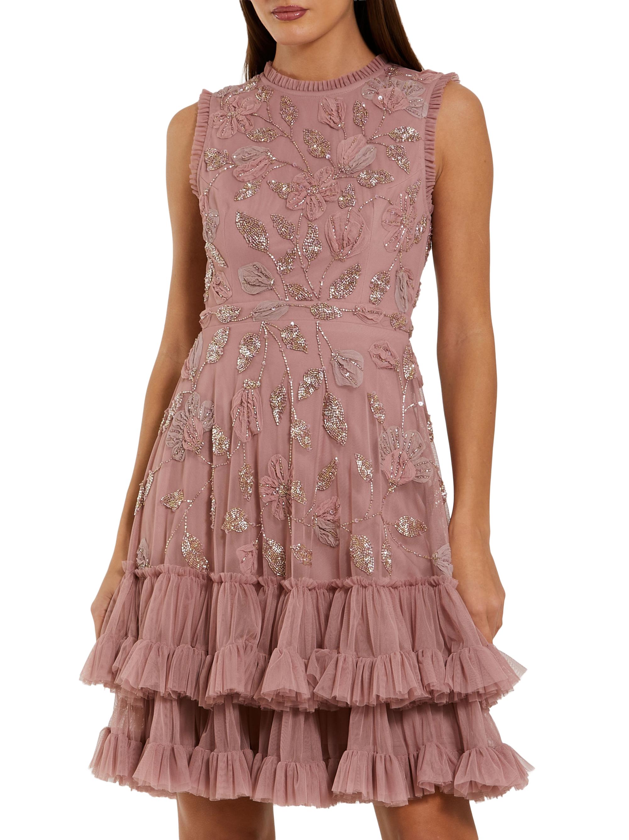Mac Duggal Women's Ruffled Floral Embroidered Minidress - Antique Rose