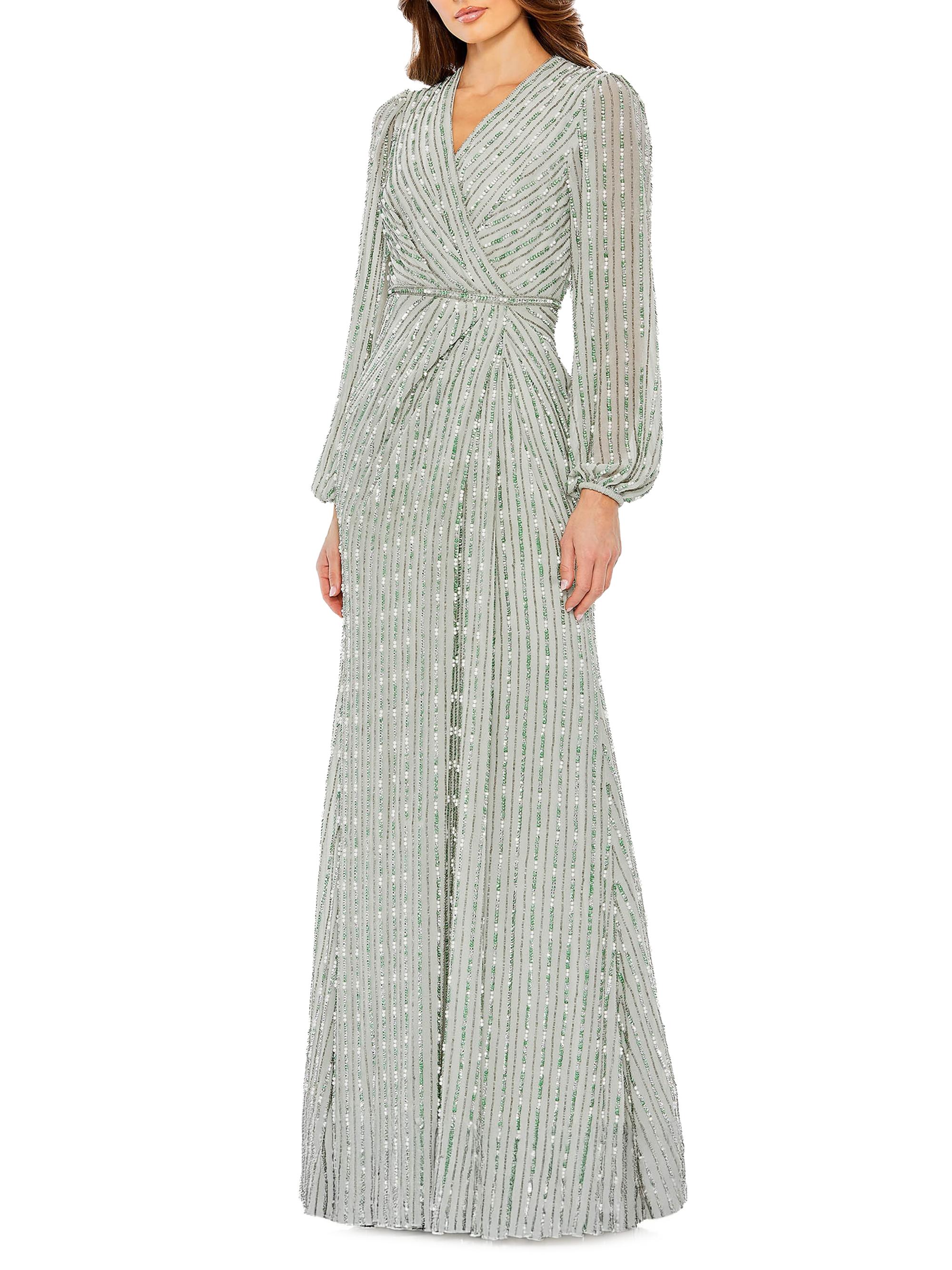 Mac Duggal Women's Embellished Surplice Gown - Sage