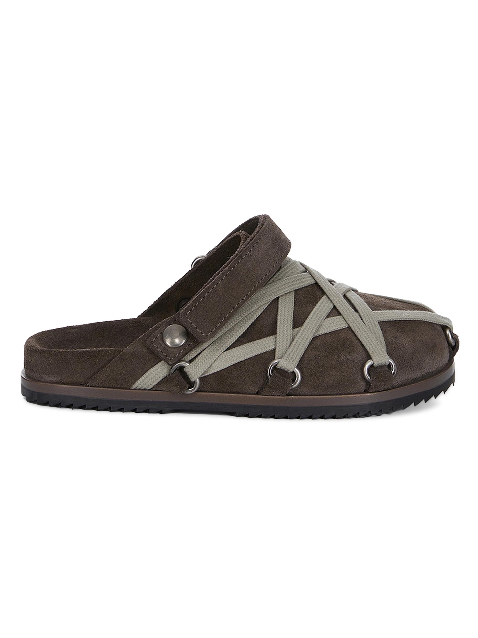 Rick Owens Little Kid's & Kid's Lace-Embellished Suede Slides - Dust 3.5 (Child) Sandals