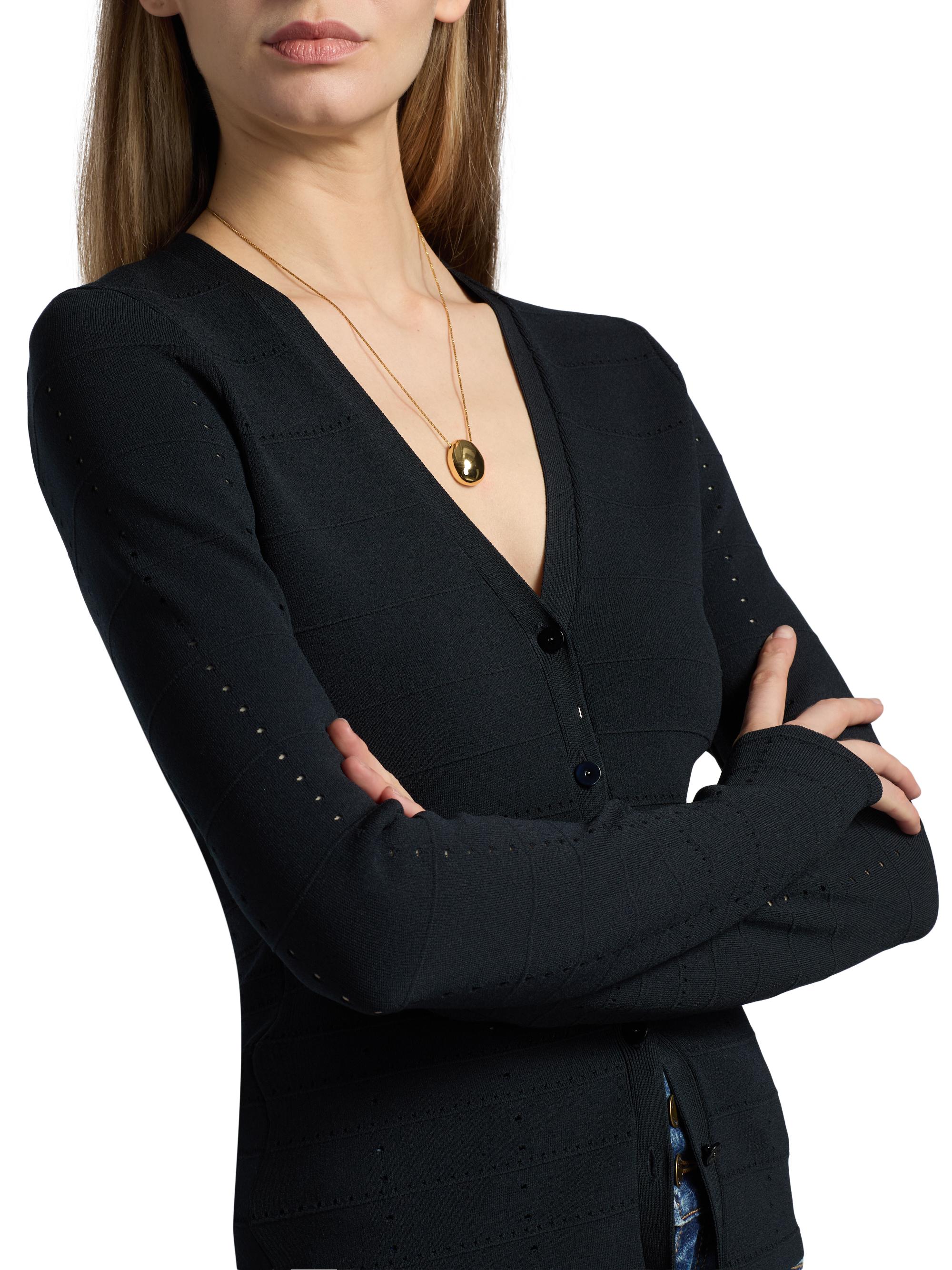 Ramy Brook Women's Astra Pointelle-Knit Cardigan - Black | Thumbnail 6