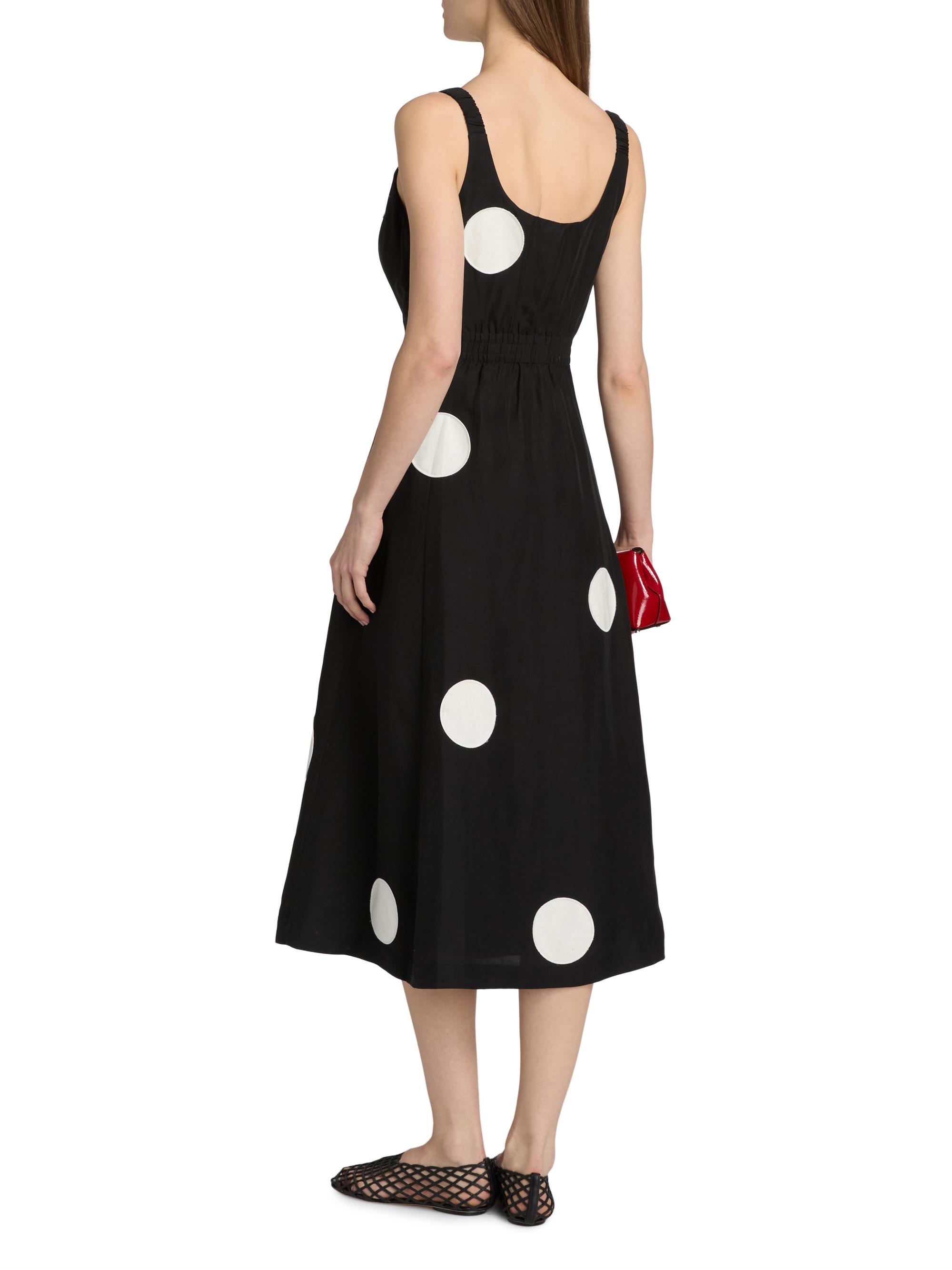 Elie Tahari The Lucie Polka Dot Fit-&-Flare Midi-Dress | Saks
