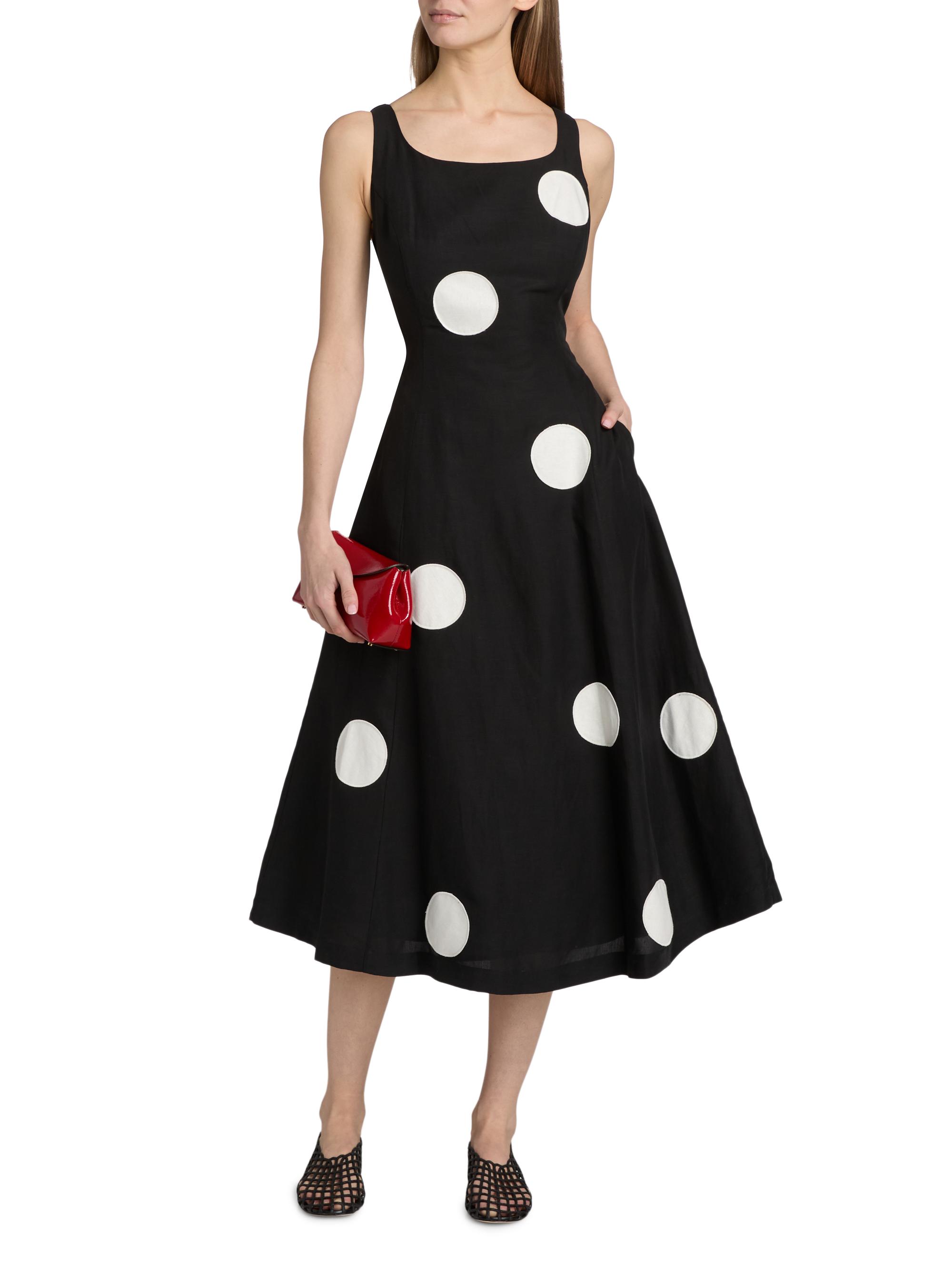 Elie Tahari The Lucie Polka Dot Fit-&-Flare Midi-Dress | Saks Fifth Avenue
