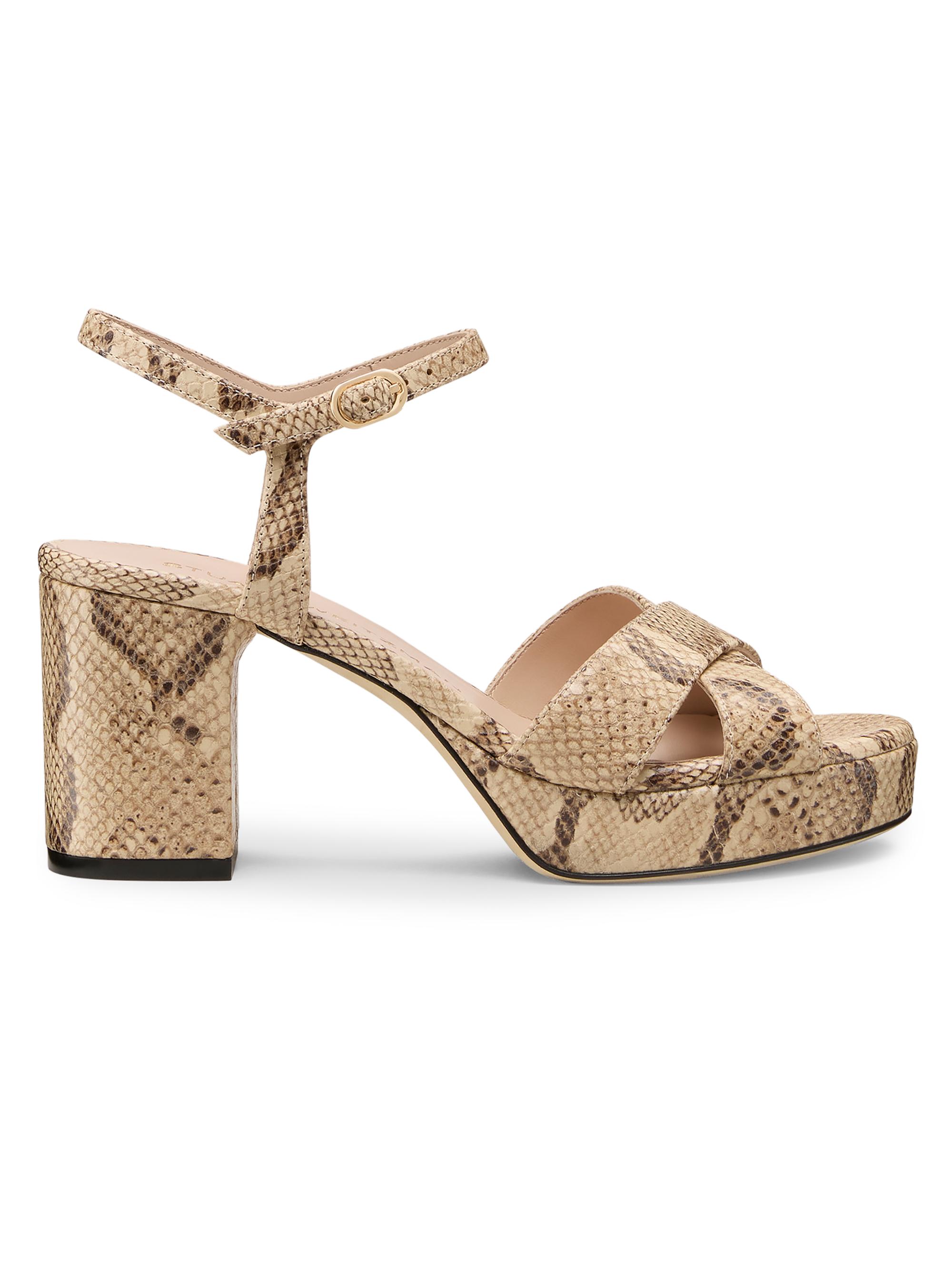 Stuart Weitzman Women's Dayna 80MM Snake-Print Leather Platform Sandals - Adobe | Thumbnail 5