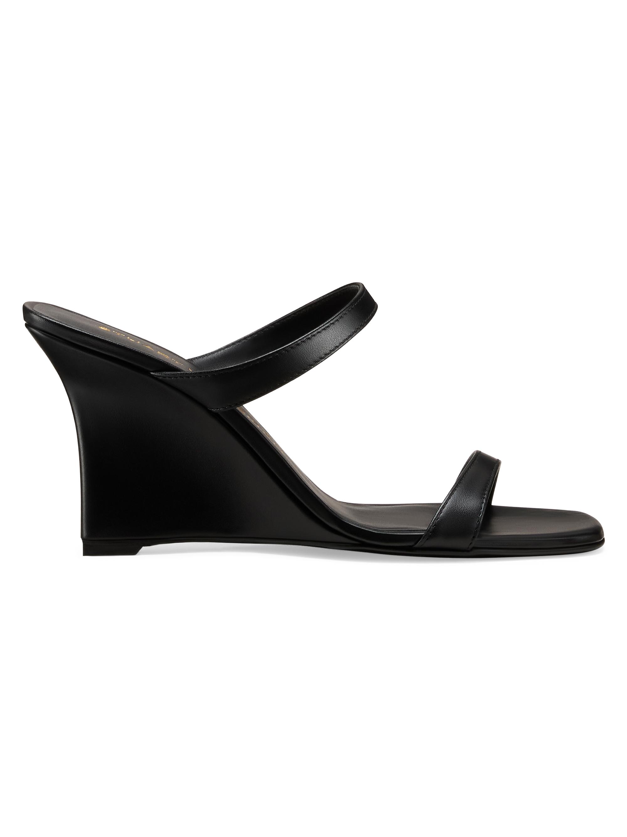 Stuart Weitzman Women's Vinnie 85MM Wedge Slip-On Sandals - Black | Thumbnail 5