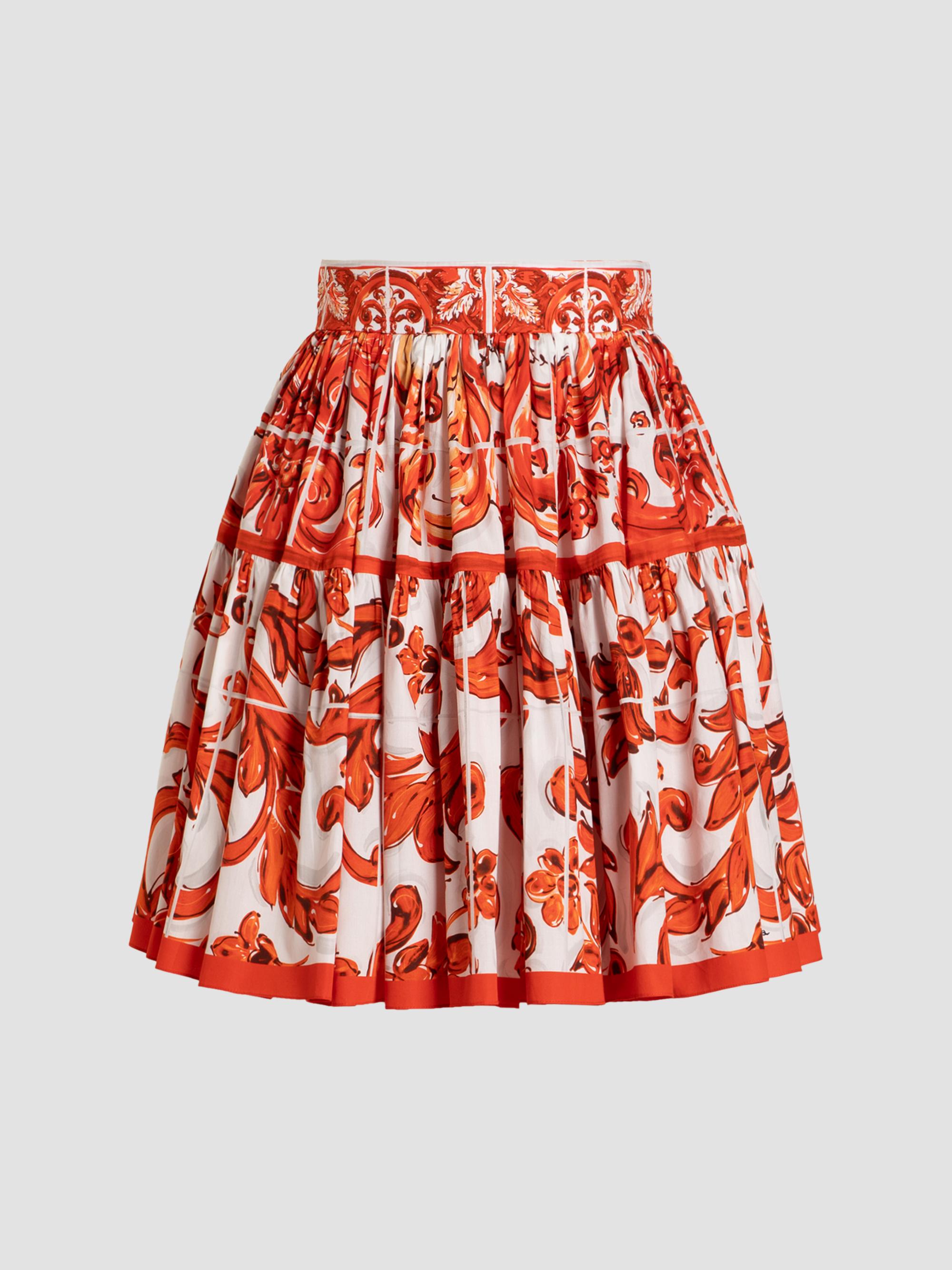 Dolce & Gabbana Women's Maiolica Cotton Mini Skirt - Variante Abbinata | Thumbnail 7