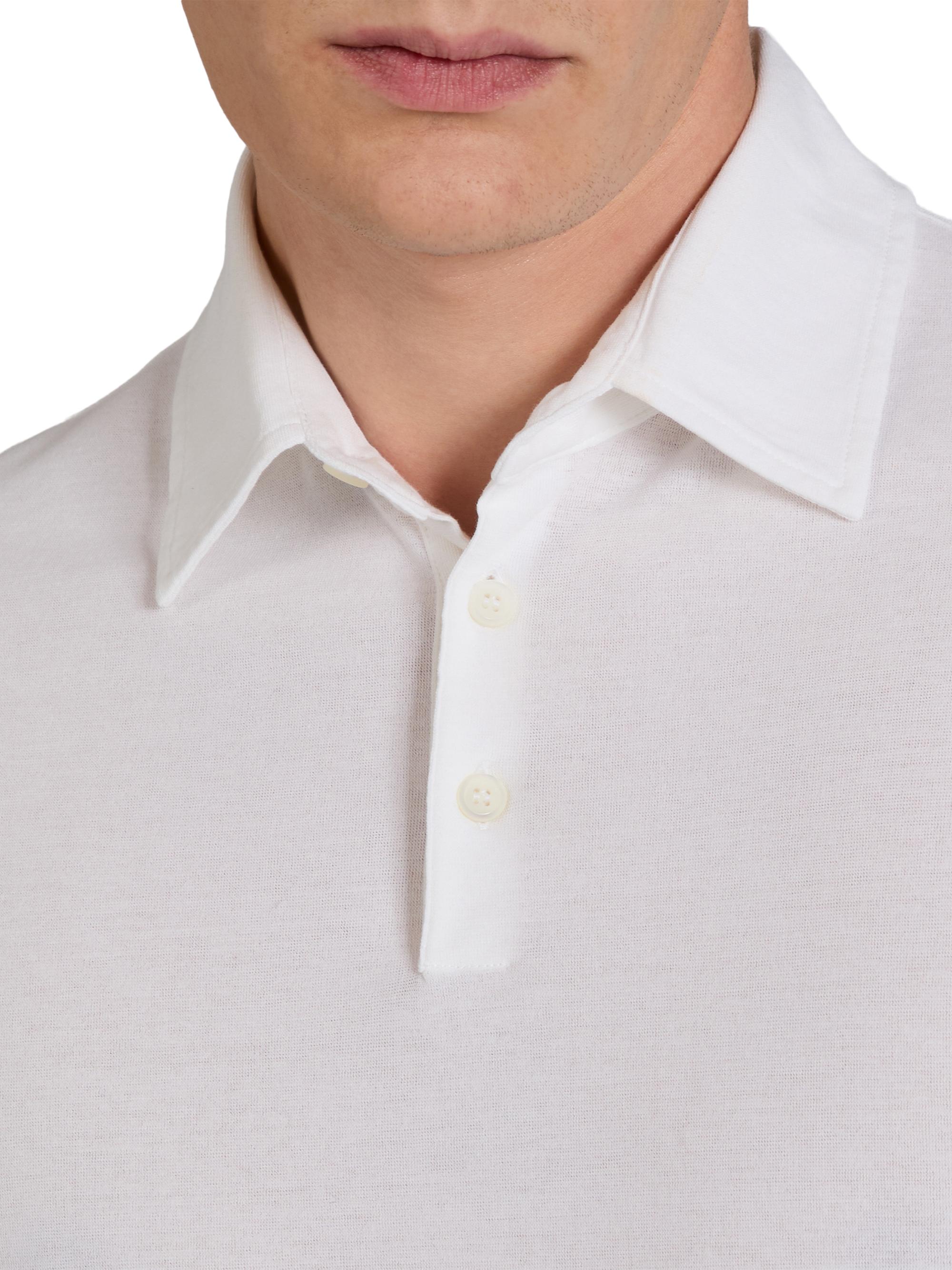 Slowear Men's Ice Short-Sleeve Cotton Polo Shirt - White | Thumbnail 4