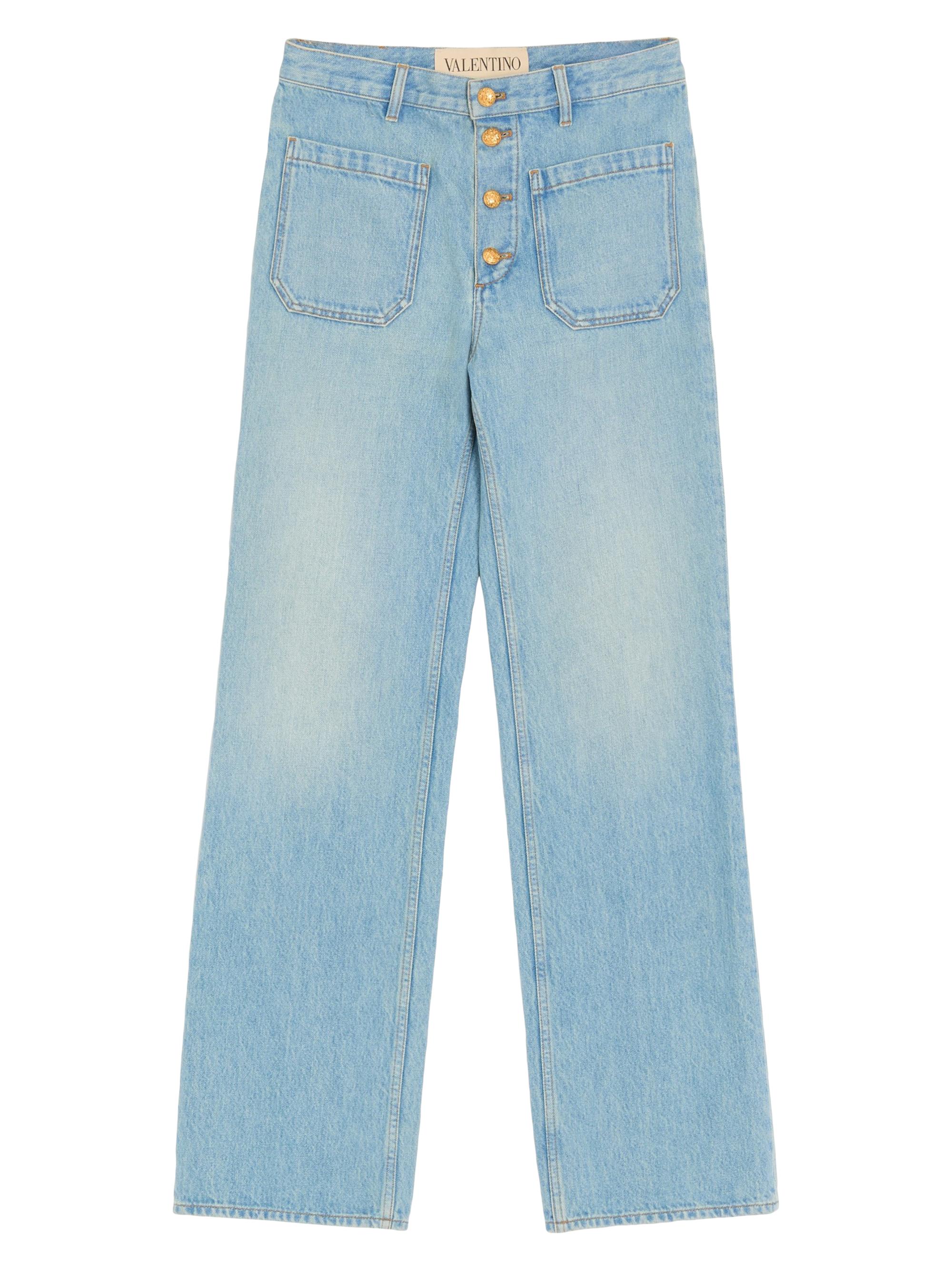 Valentino Garavani Men's Denim Jeans with Gold Buttons - Denim