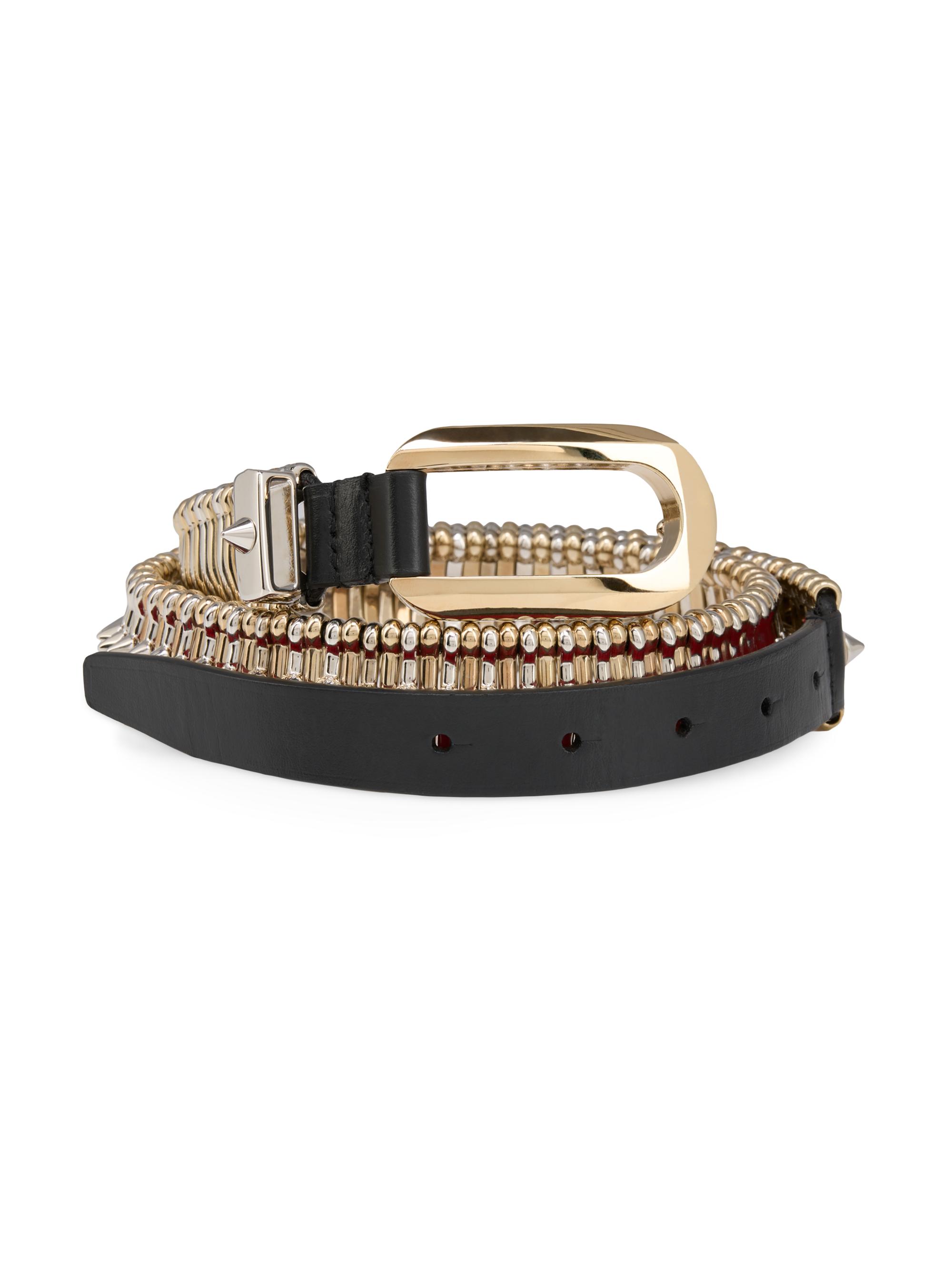 Christian Louboutin Women's Belt in Calf Leather with Spikes - Black