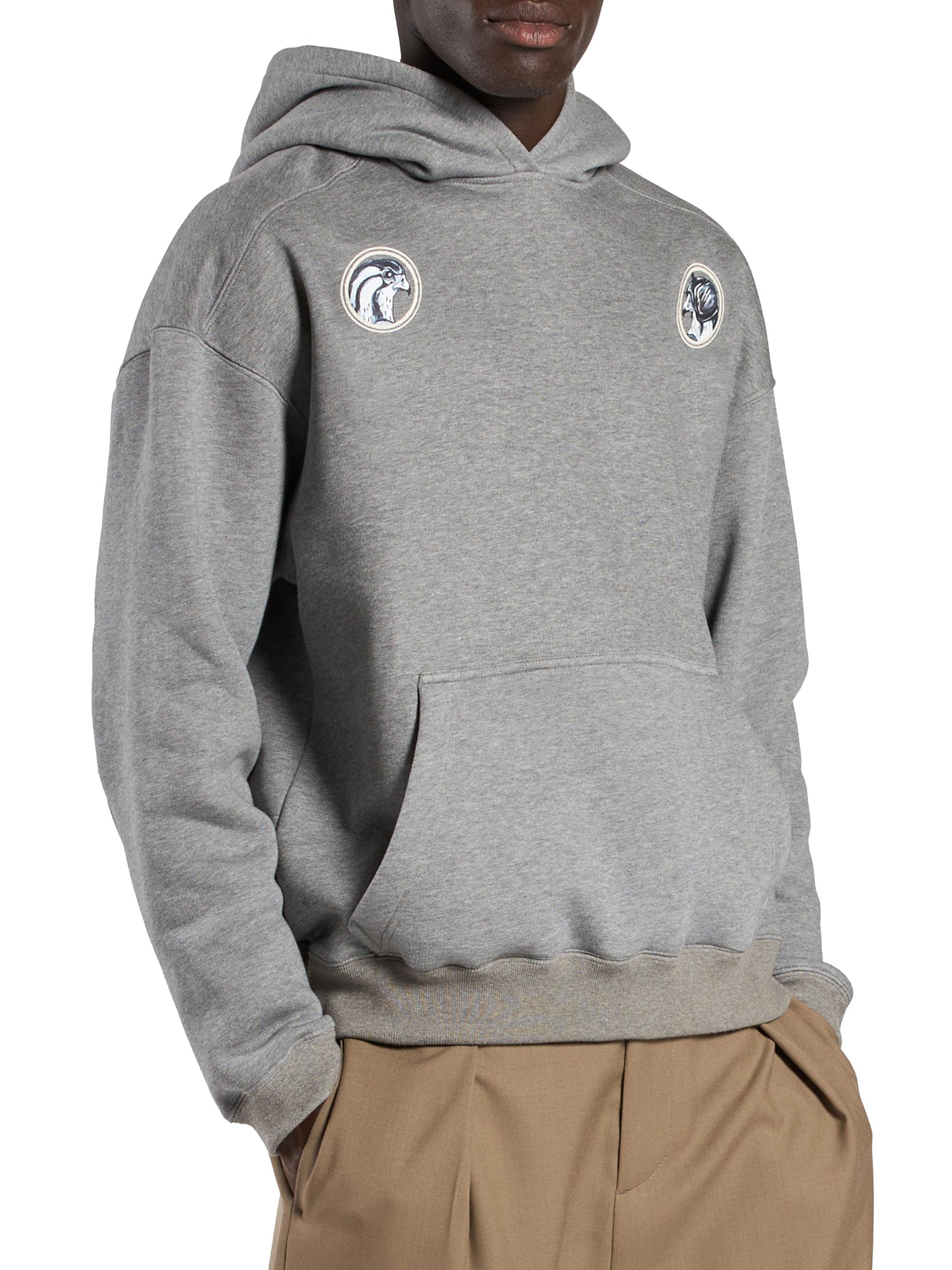 Mordecai Men's Printed Cotton Hoodie - Grey Melange