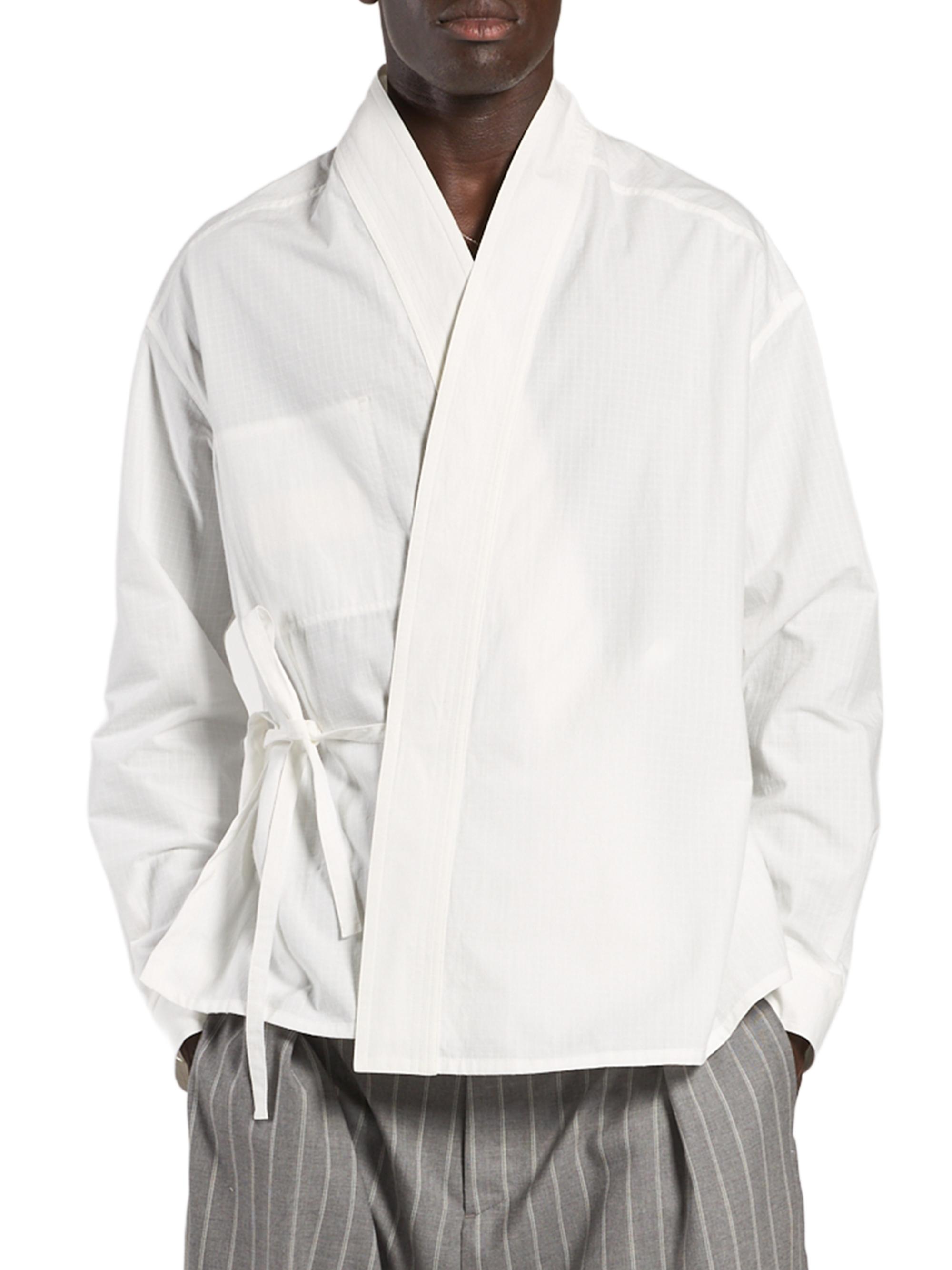 Mordecai Men's Cotton Kimono-Style Shirt - Alabaster