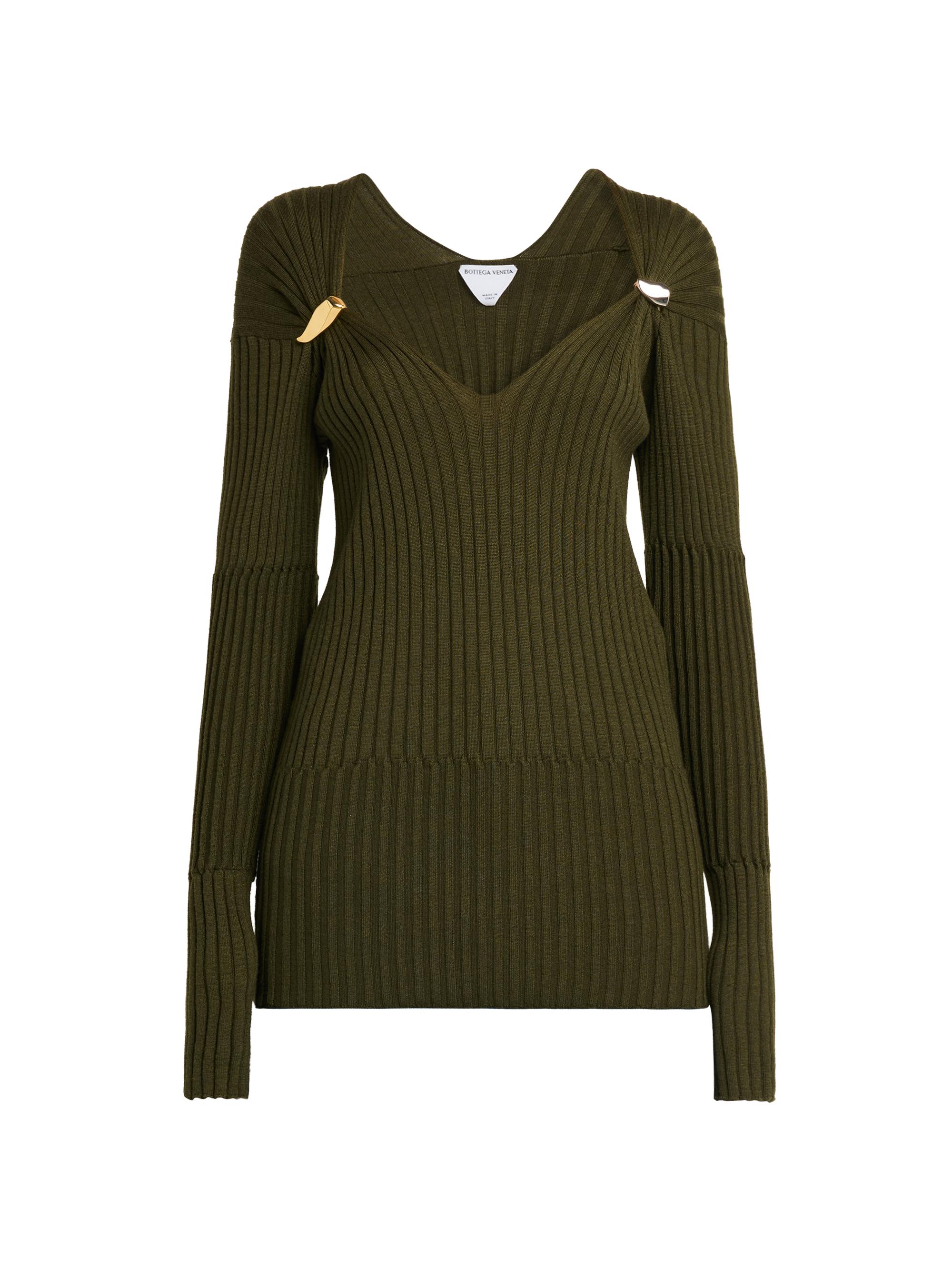 Bottega Veneta Women's Prisma Brooch Cashmere-Silk Sweater - Wader Green