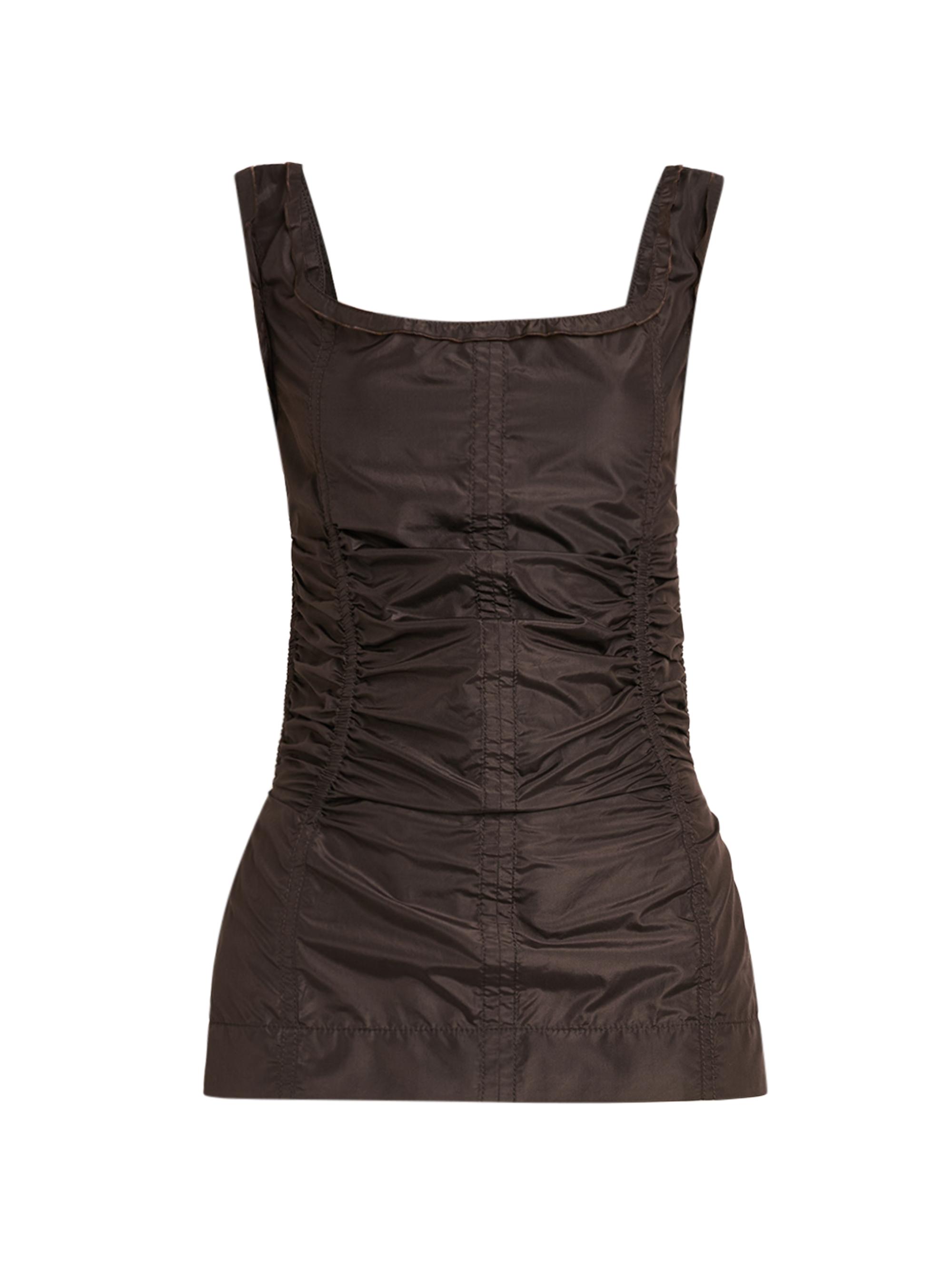 Bottega Veneta Women's Draped Open-Back Silk Top - Dark Carrubo