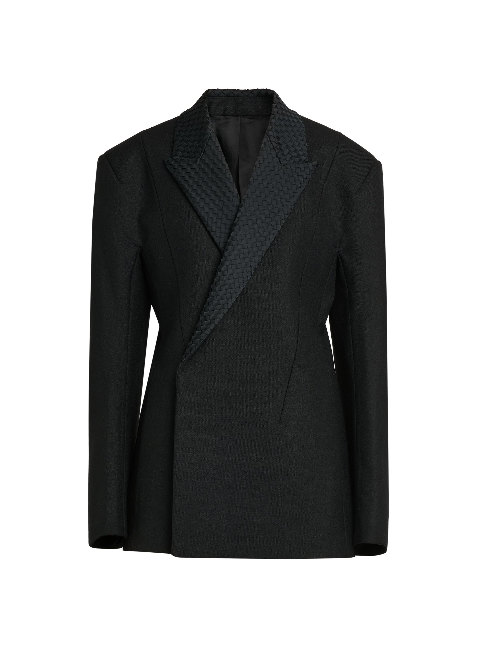 Bottega Veneta Women's Intrecciato Lapel Wool-Mohair-Blend Blazer - Double Black