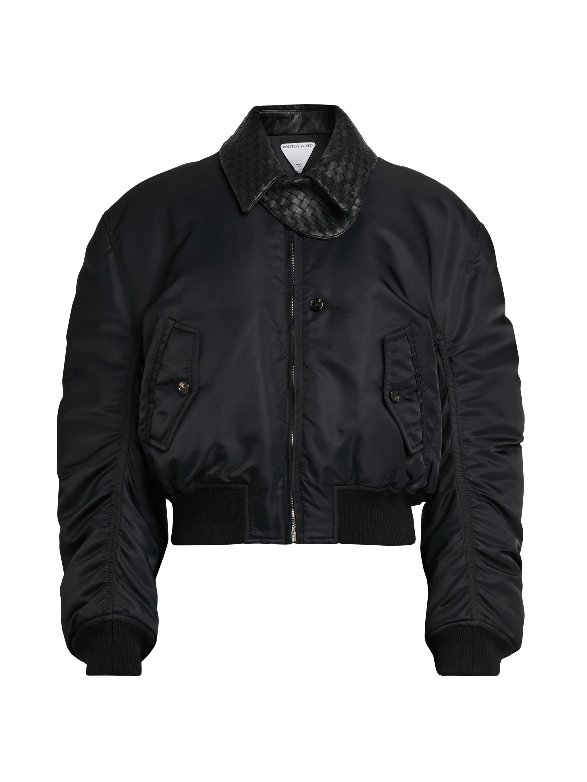 Bottega Veneta Women's Intrecciato Collar Blouson Jacket - Double Black