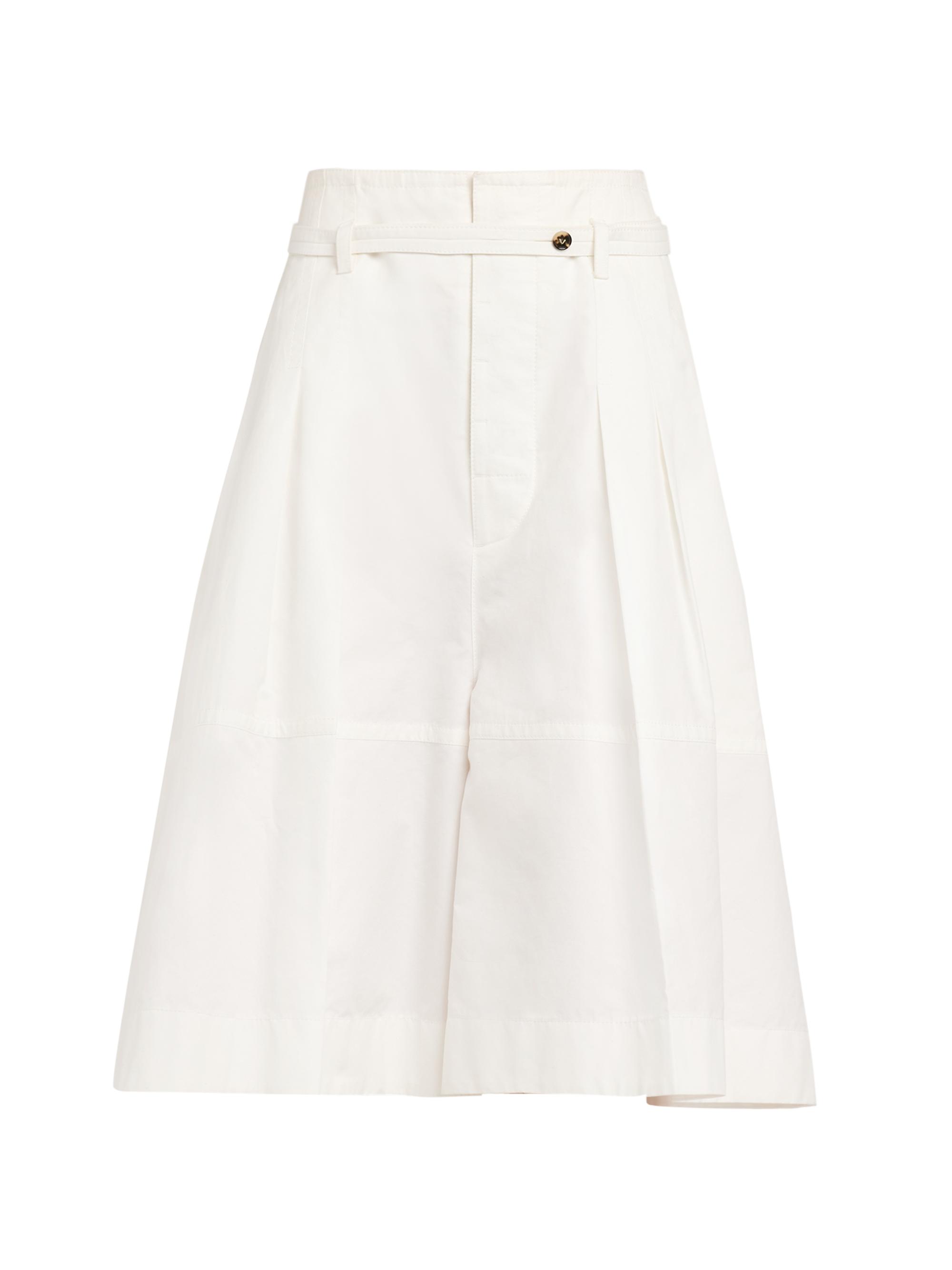Bottega Veneta Women's Belted Cotton Toile Wide-Leg Culottes - Chalk