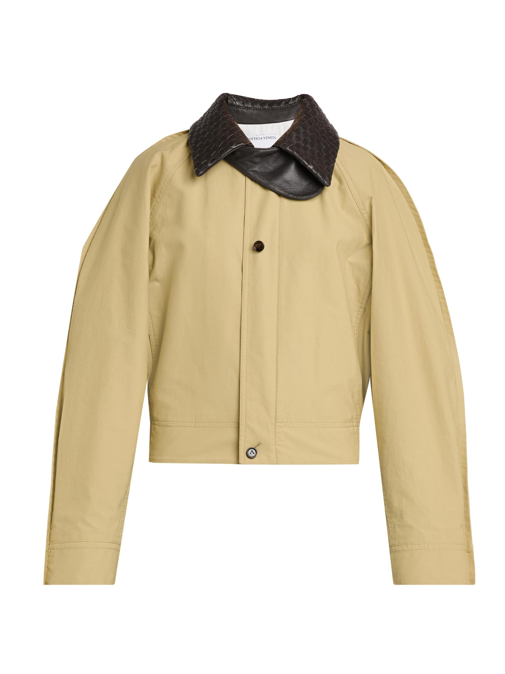 Bottega Veneta Women's Intrecciato Collar Cotton Blouson Jacket - Sahara