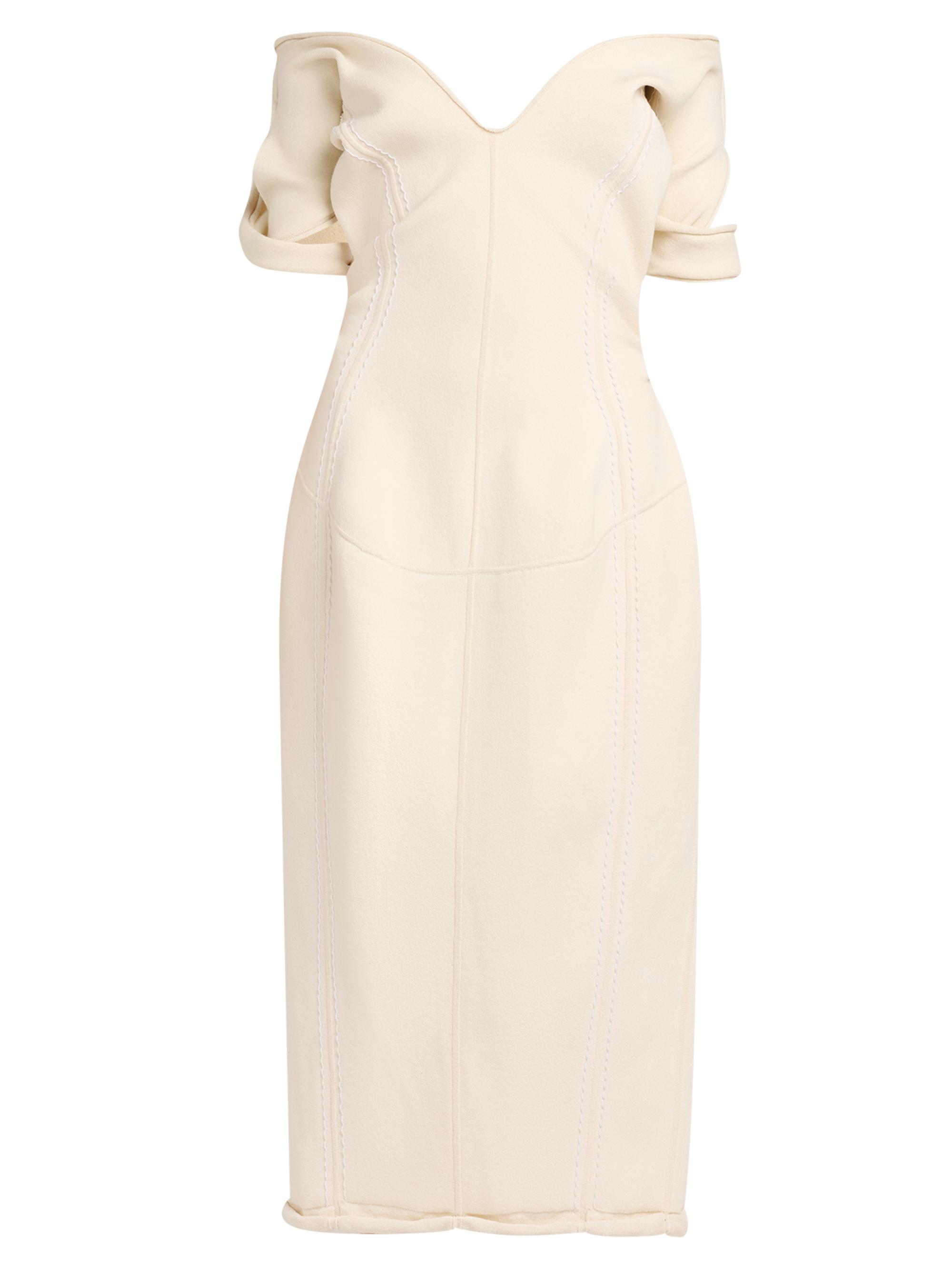 Bottega Veneta Women's Cotton-Blend Crepe Off-The-Shoulder Midi-Dress - Chalk