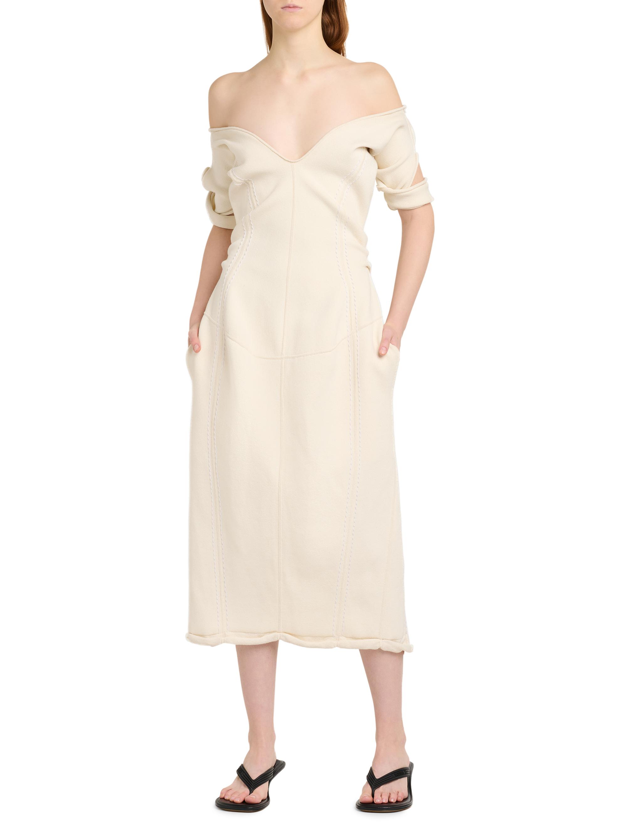 Bottega Veneta Cotton-Blend Crepe Off-The-Shoulder Midi-Dress | Saks Fifth  Avenue