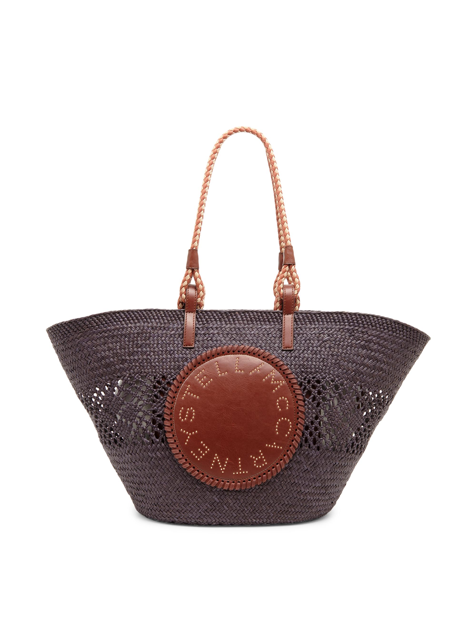 Stella McCartney Women's  Basket Eco Iraca Palm & Rope Tote Bag - Black Tan | Thumbnail 6