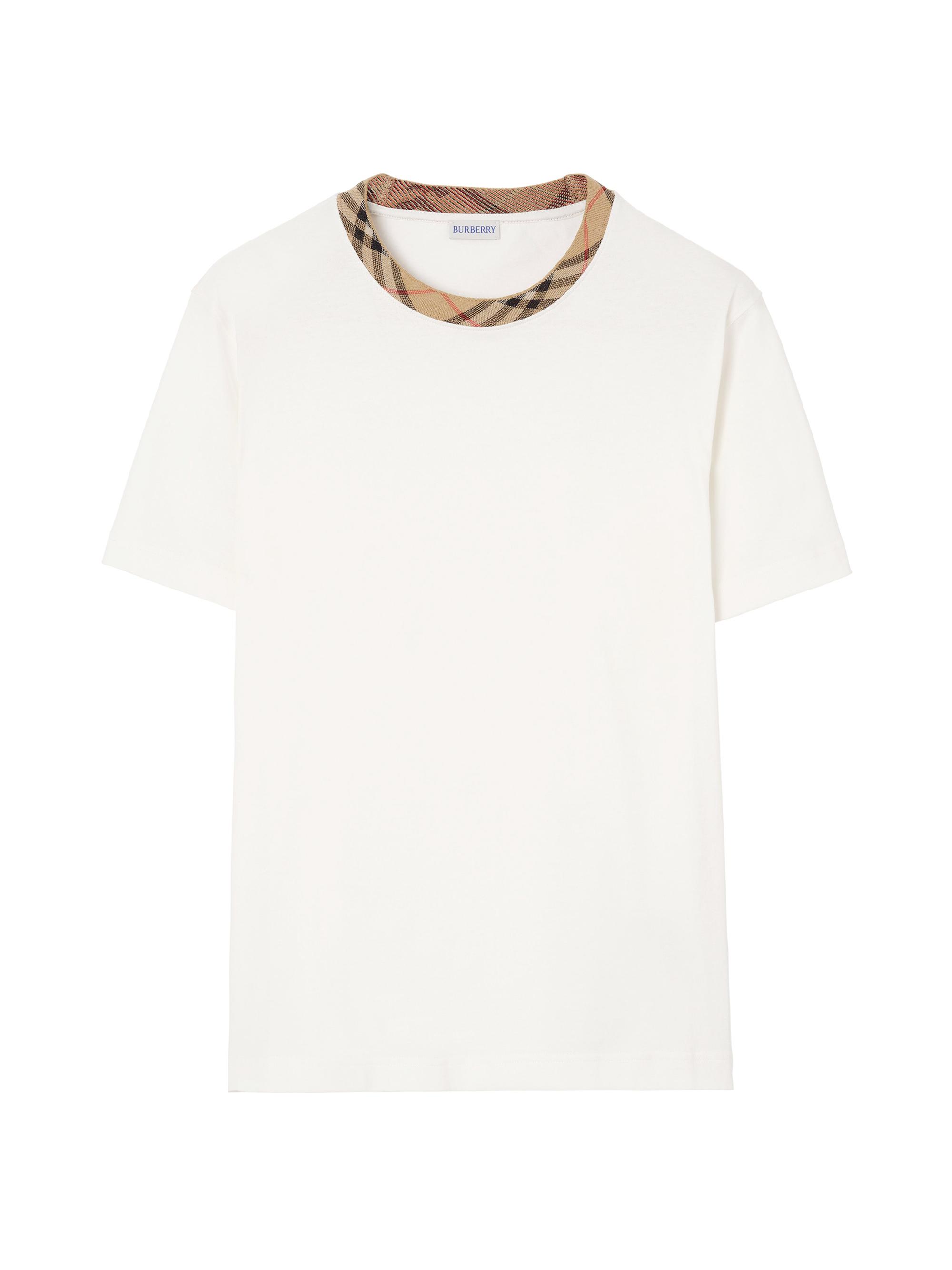 Burberry Men's Ryan Signature Check-Trim Cotton T-Shirt - Chalk