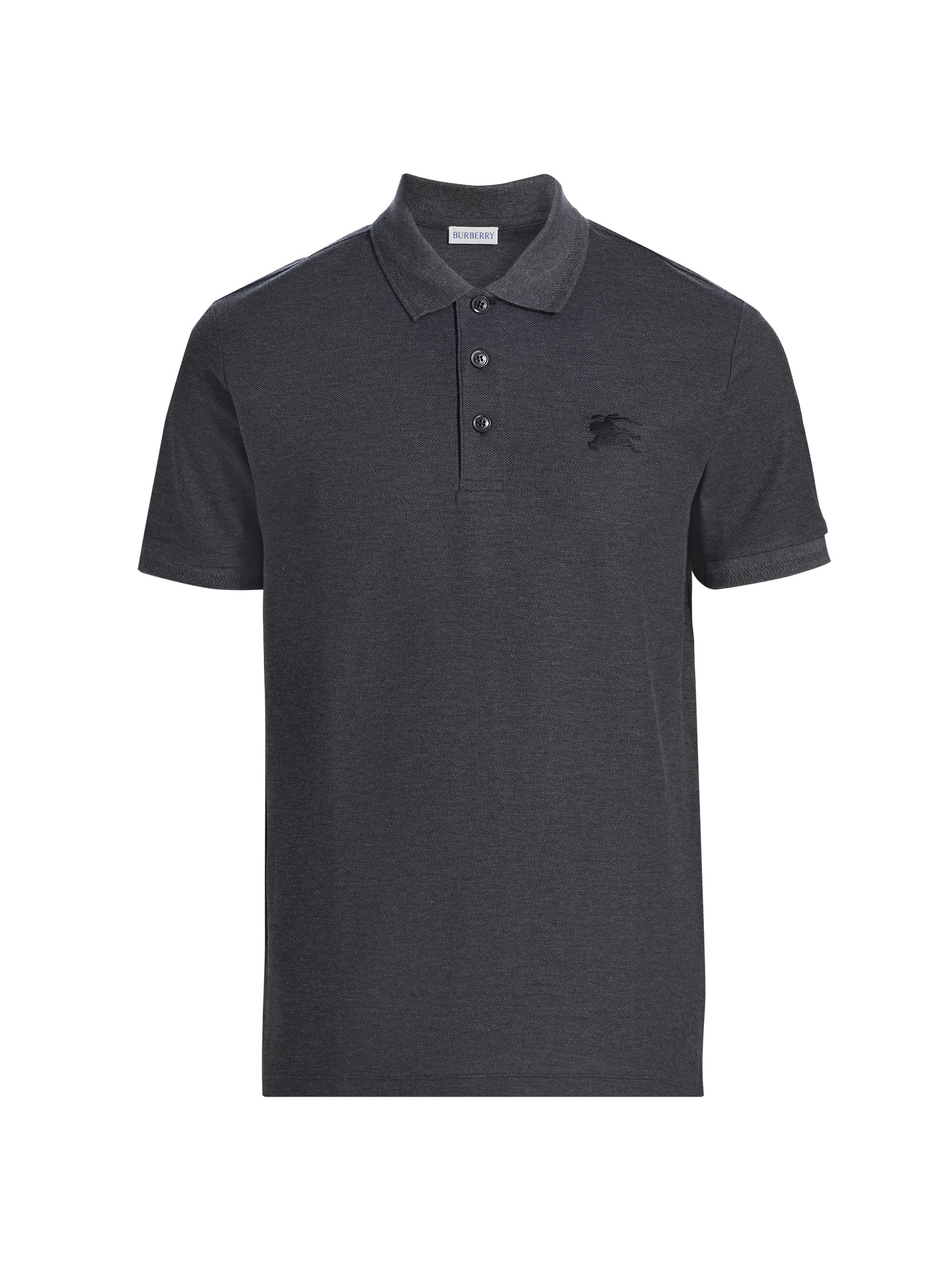 Burberry Men's Eddie EKD Cotton Polo Shirt - Charcoal Melange