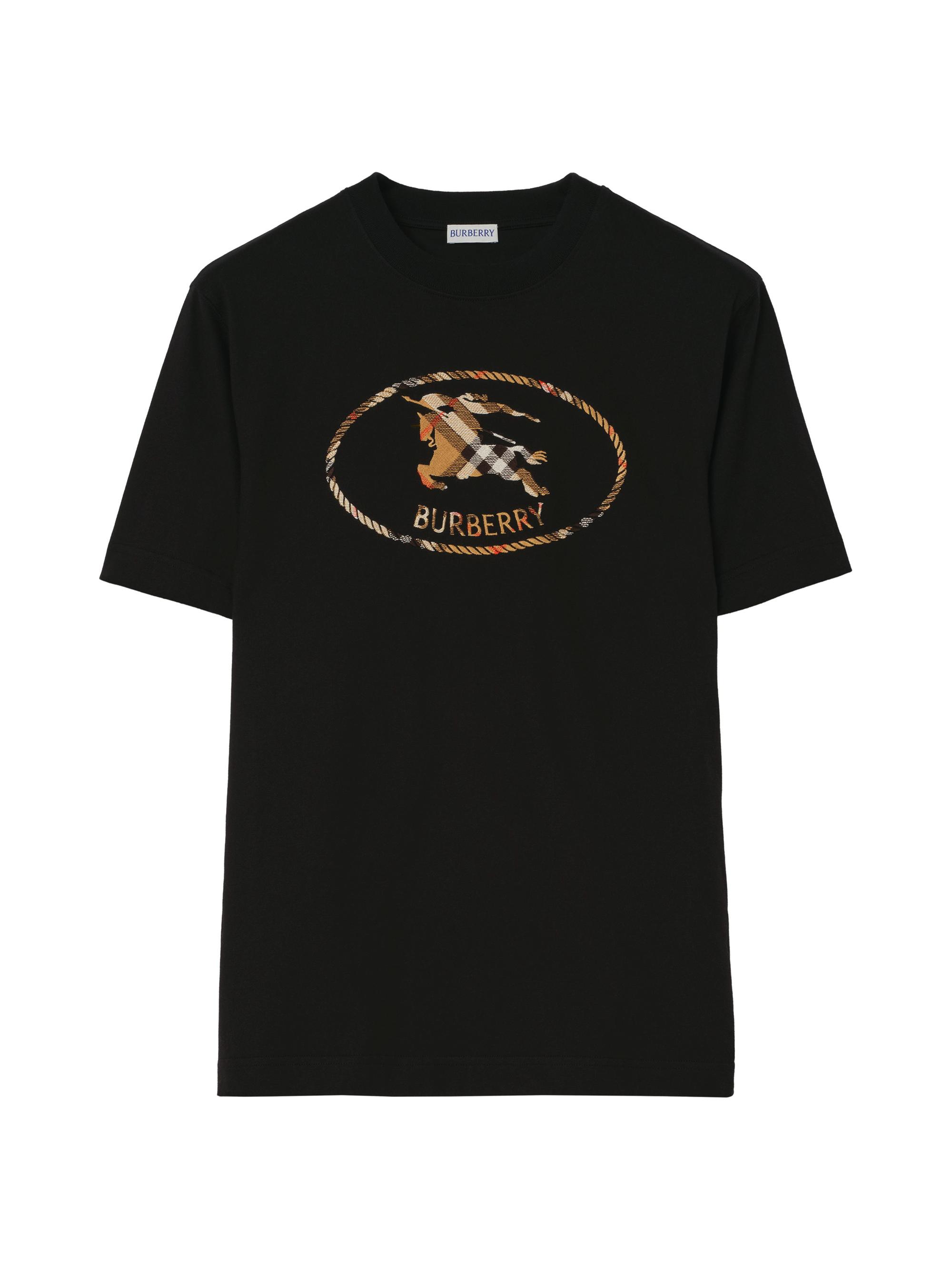 Burberry Men's Seth Logo-Embroidered Cotton Slim-Fit T-Shirt - Black