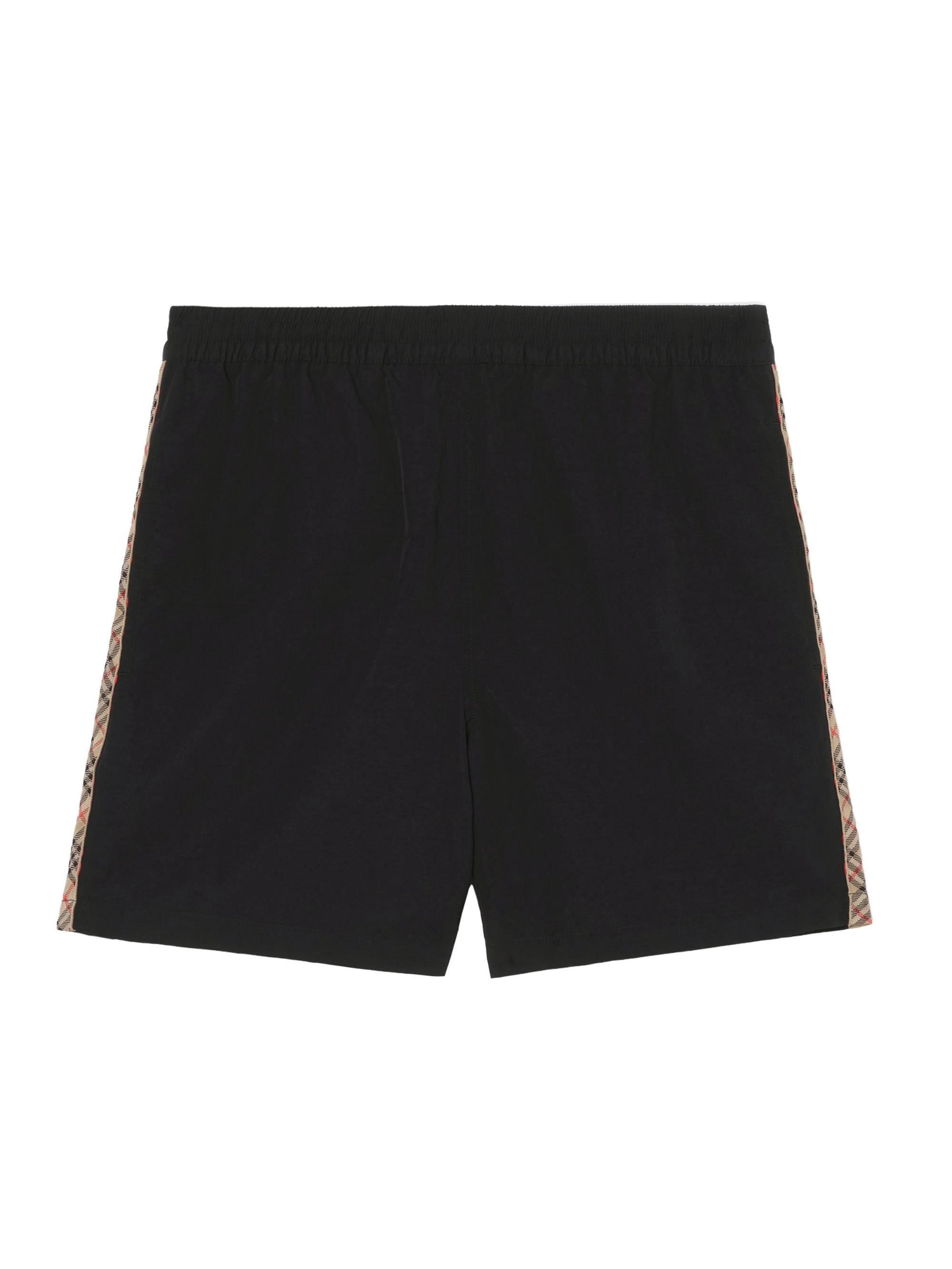 Burberry Men's Seb Check-Trim Swim Shorts - Black