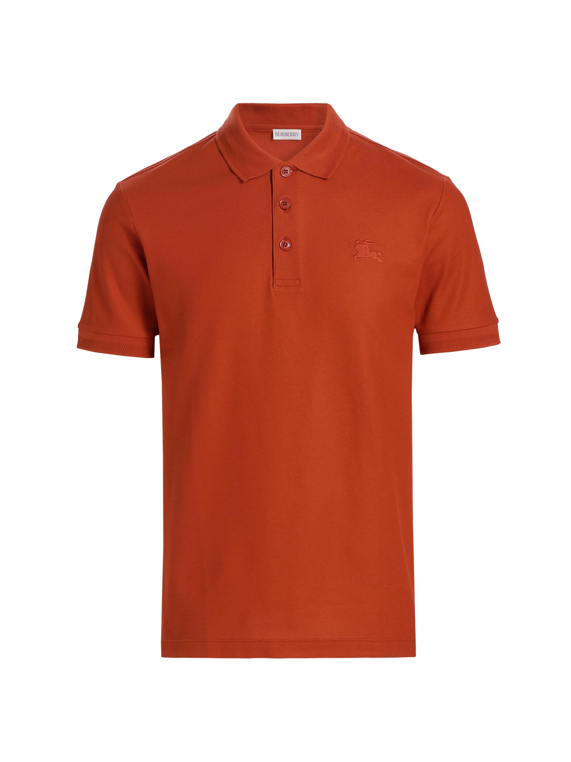 Burberry Men's Eddie EKD Cotton Polo Shirt - Fire Orange