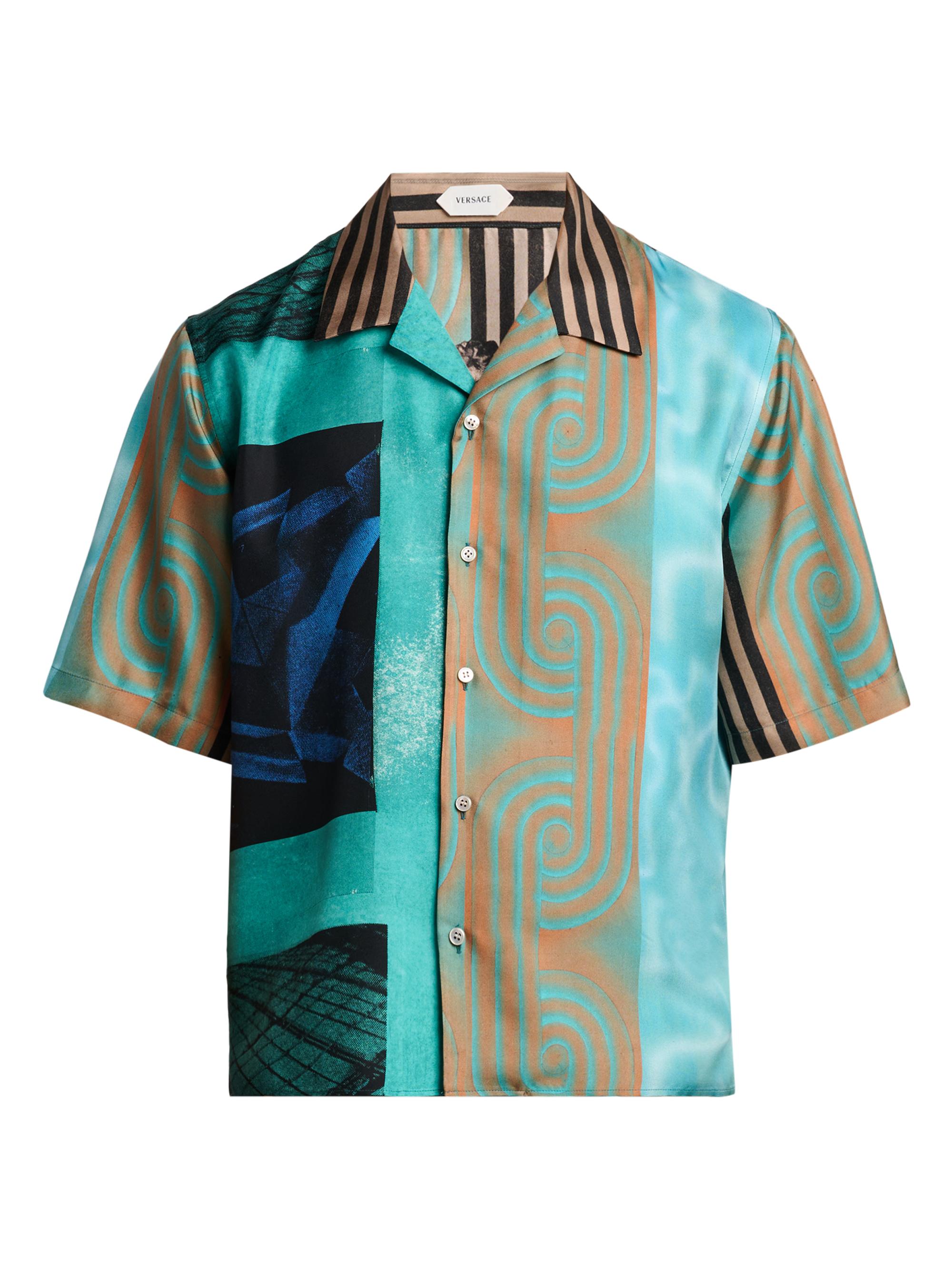 Versace Men's Printed Silk Camp Shirt