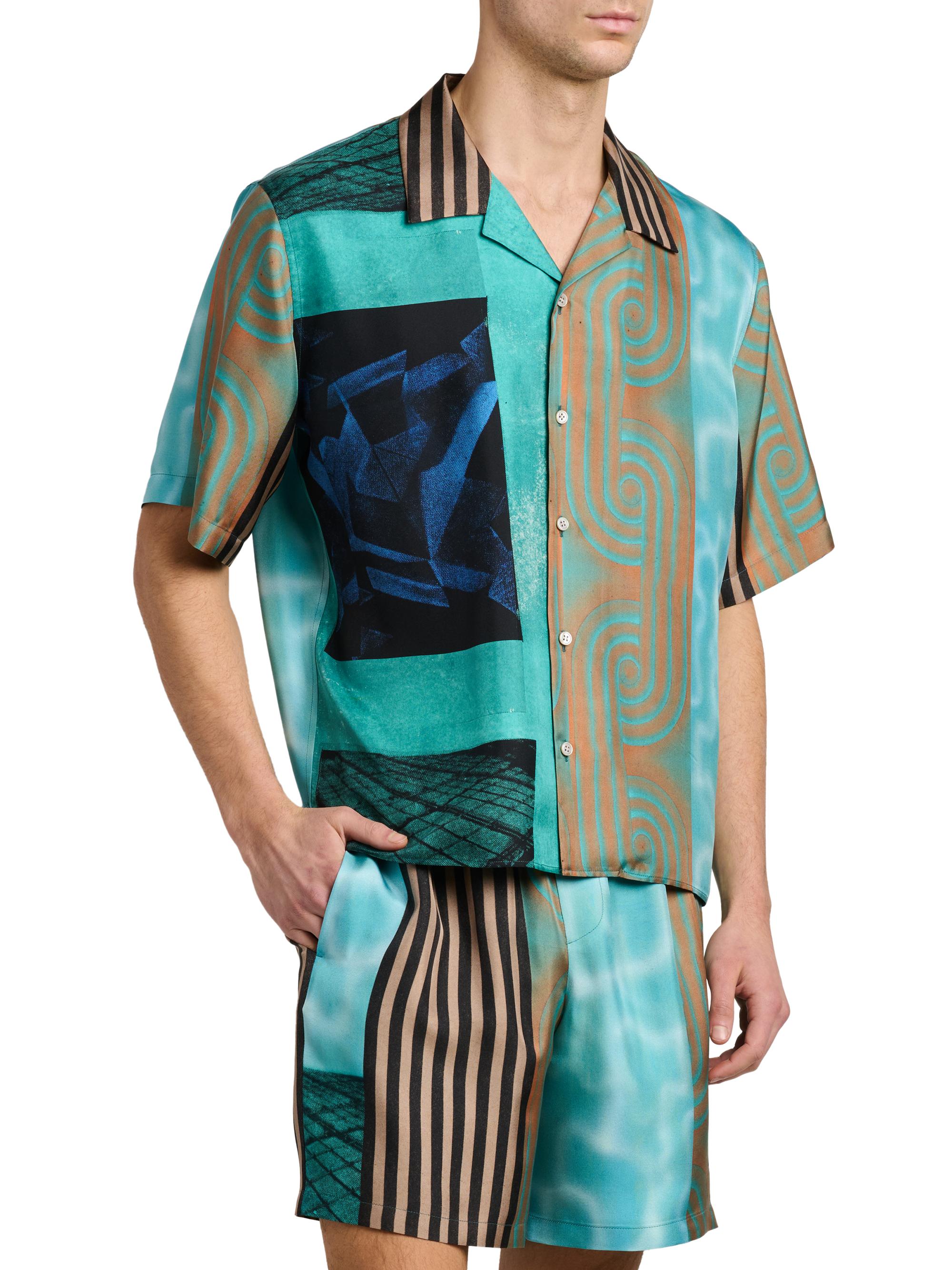 Versace Men's Printed Silk Camp Shirt | Thumbnail 4